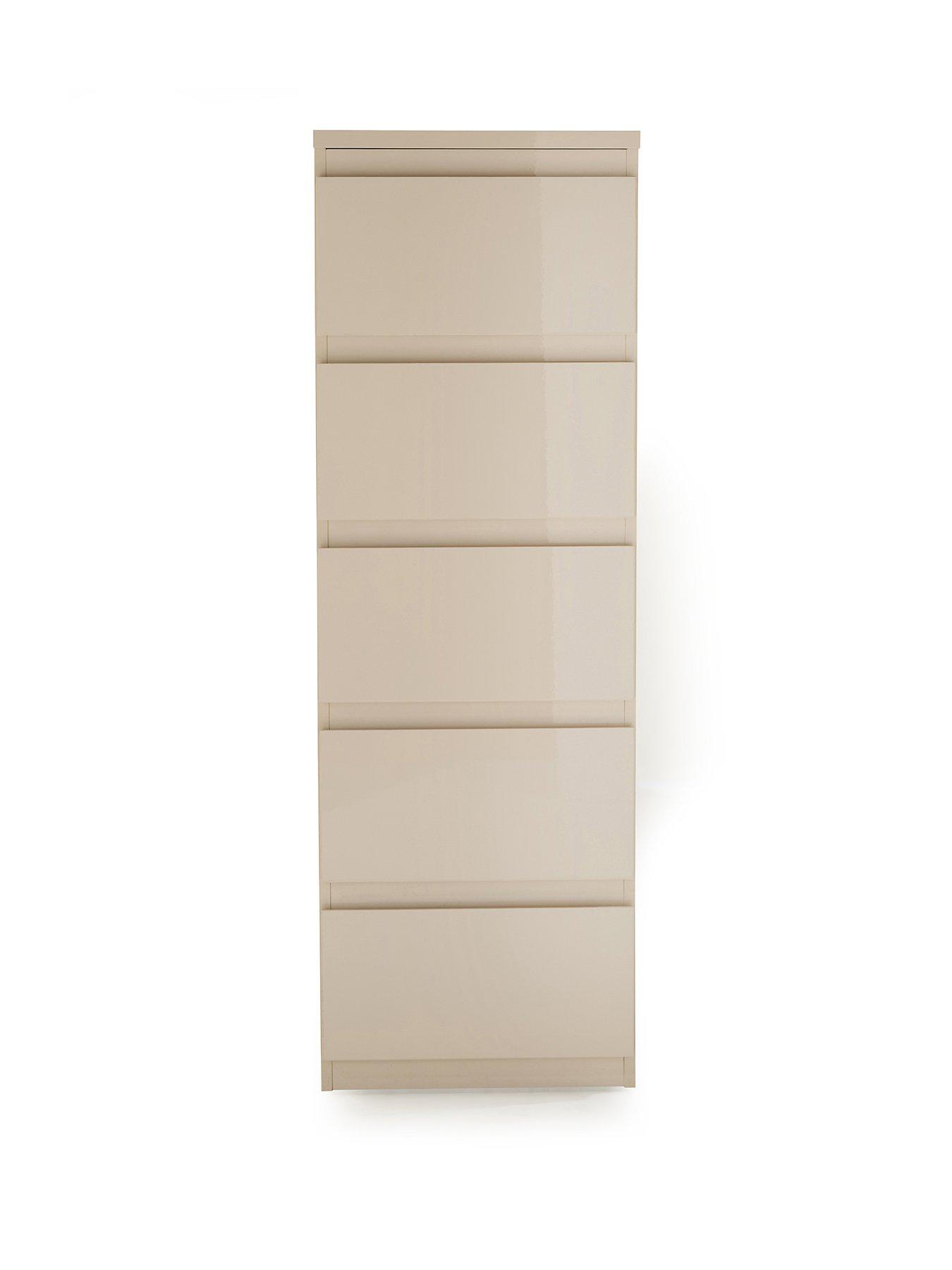 very-home-layton-gloss-5-drawer-narrow-cheststillFront