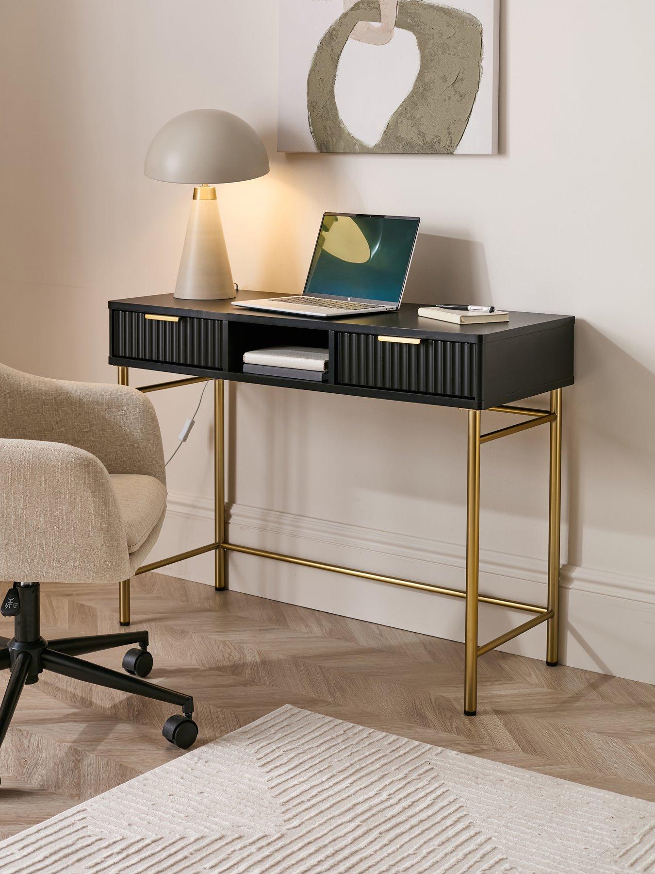 Image 1 of 6 of The Very Collection Cora Desk - Black/Brass