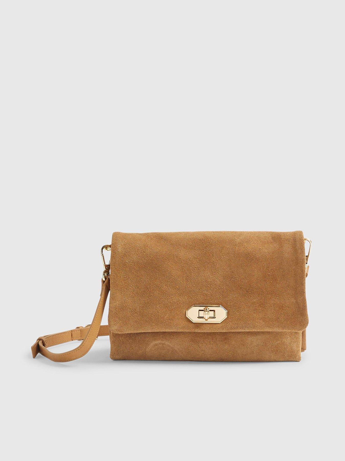 Image 2 of 6 of River Island Suede Tri-Comp Crossbody Bag - Brown