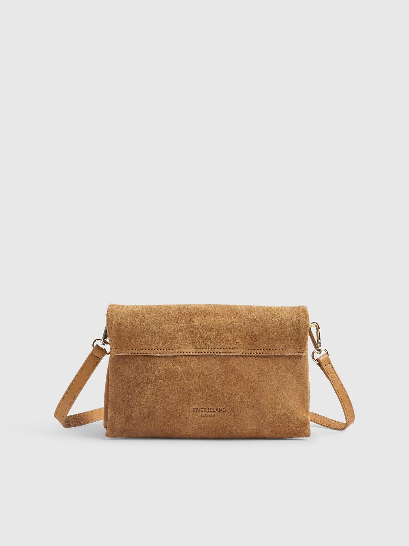 Image 3 of 6 of River Island Suede Tri-Comp Crossbody Bag - Brown