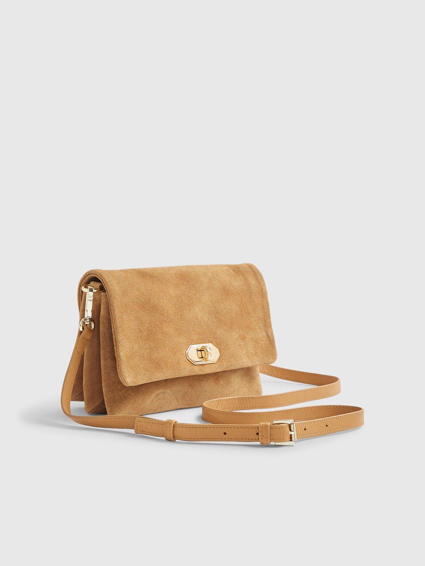 Image 4 of 6 of River Island Suede Tri-Comp Crossbody Bag - Brown