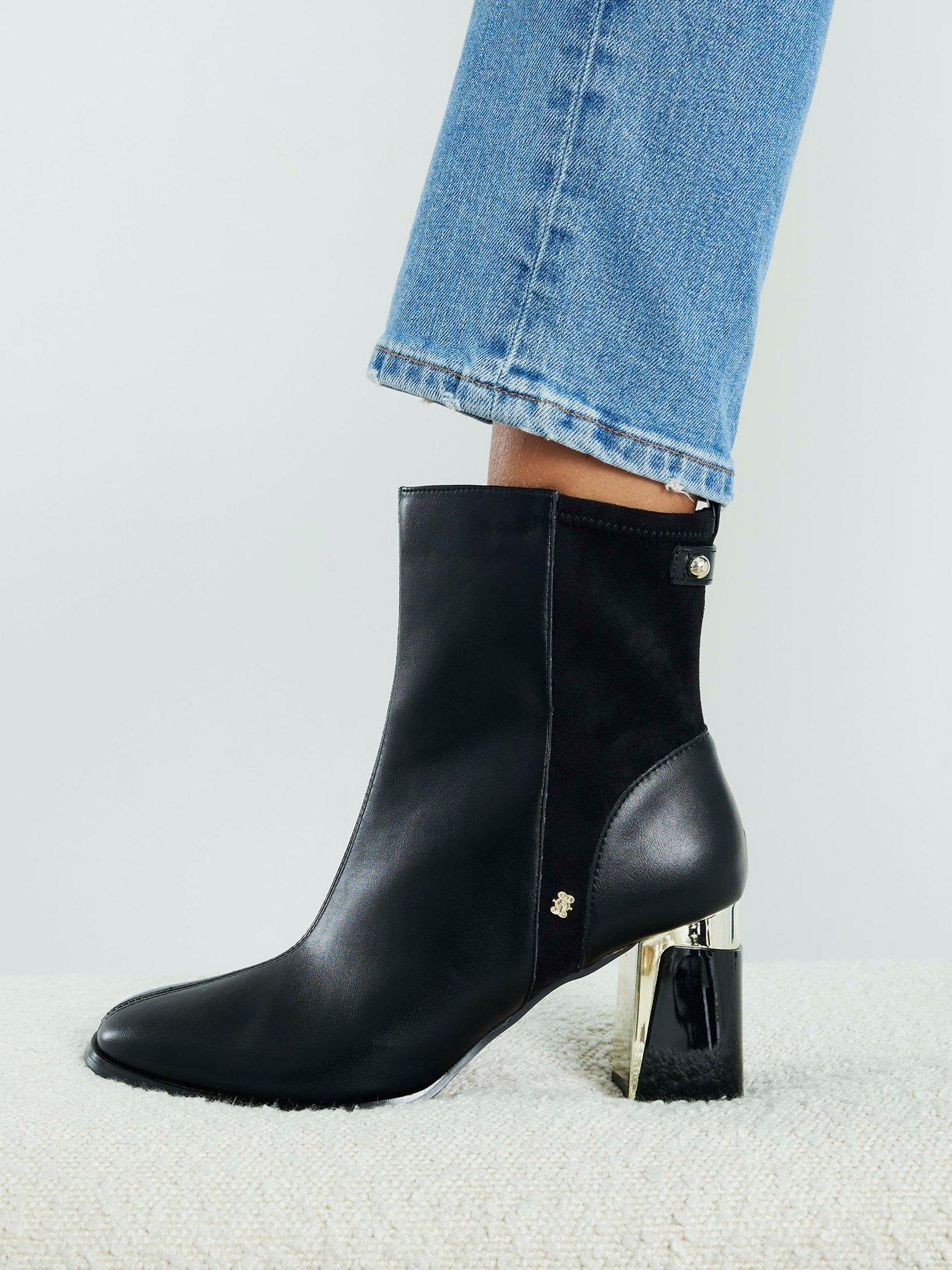 river-island-stretch-block-heel-ankle-boot-black
