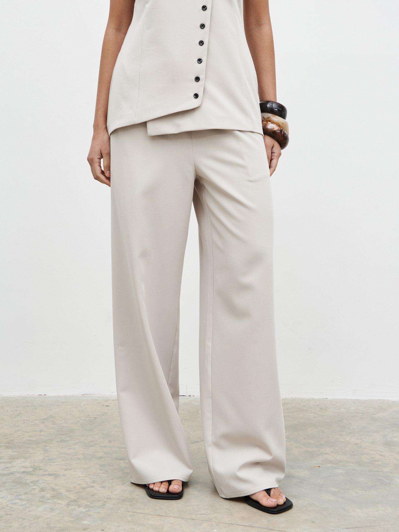 Image 1 of 4 of Pretty Lavish Brylee Tailored Drawstring Co-ord Trousers - Stone