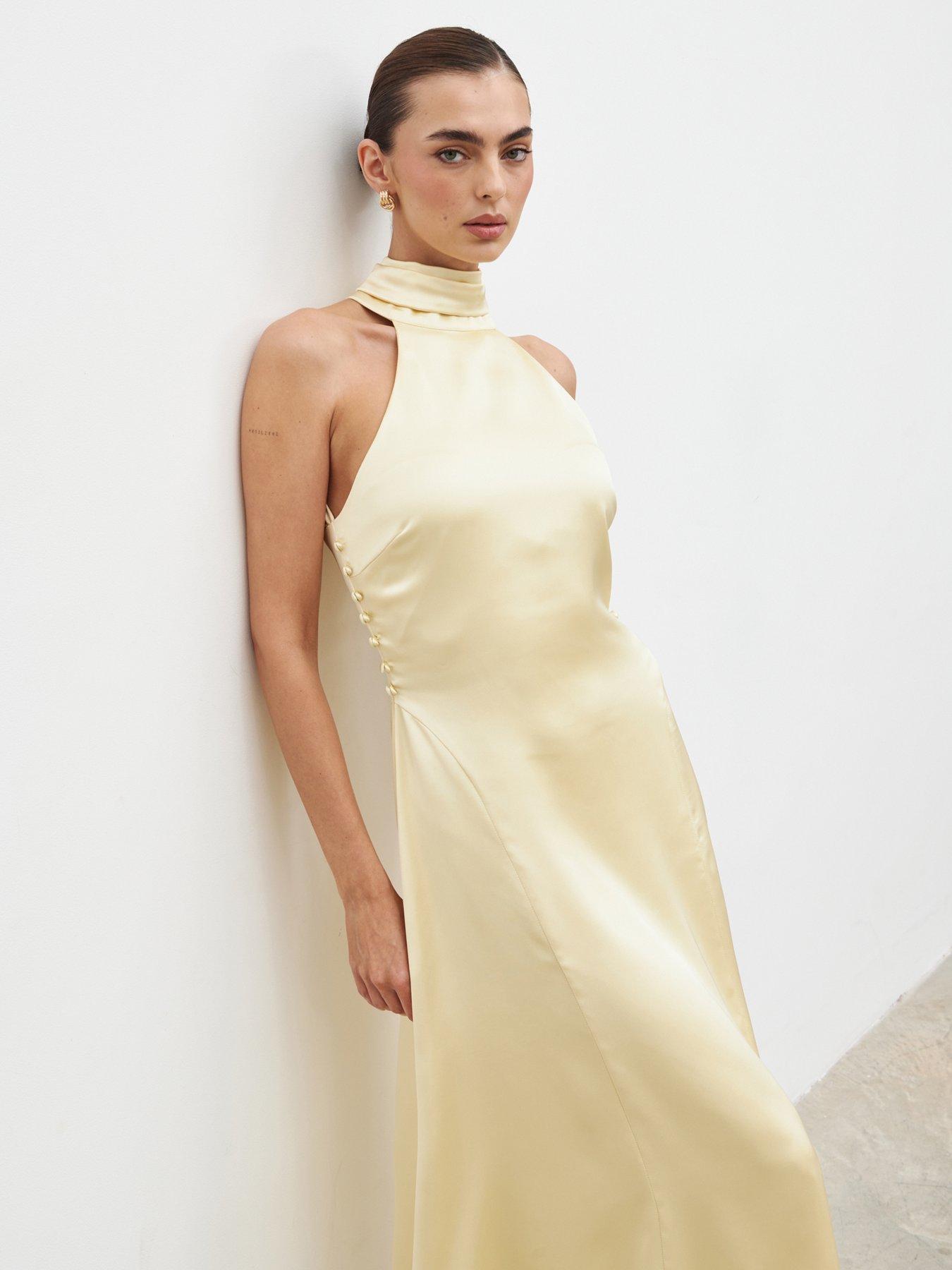 Pretty Lavish Skylar Halterneck Midaxi Dress - Lemon
