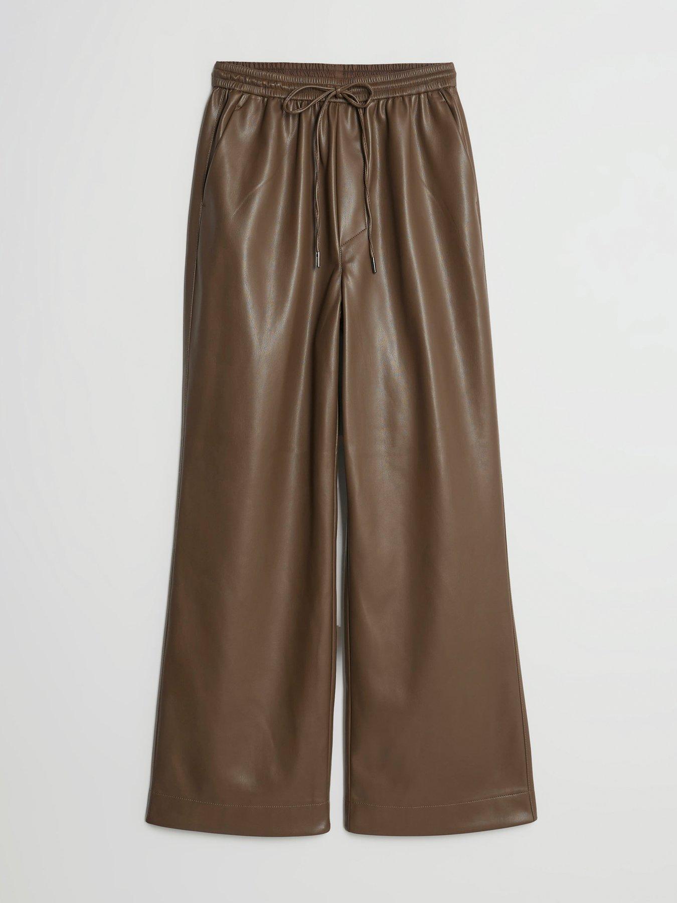 Image 5 of 5 of River Island Petite Pu Elasticated Waist Trouser - Brown
