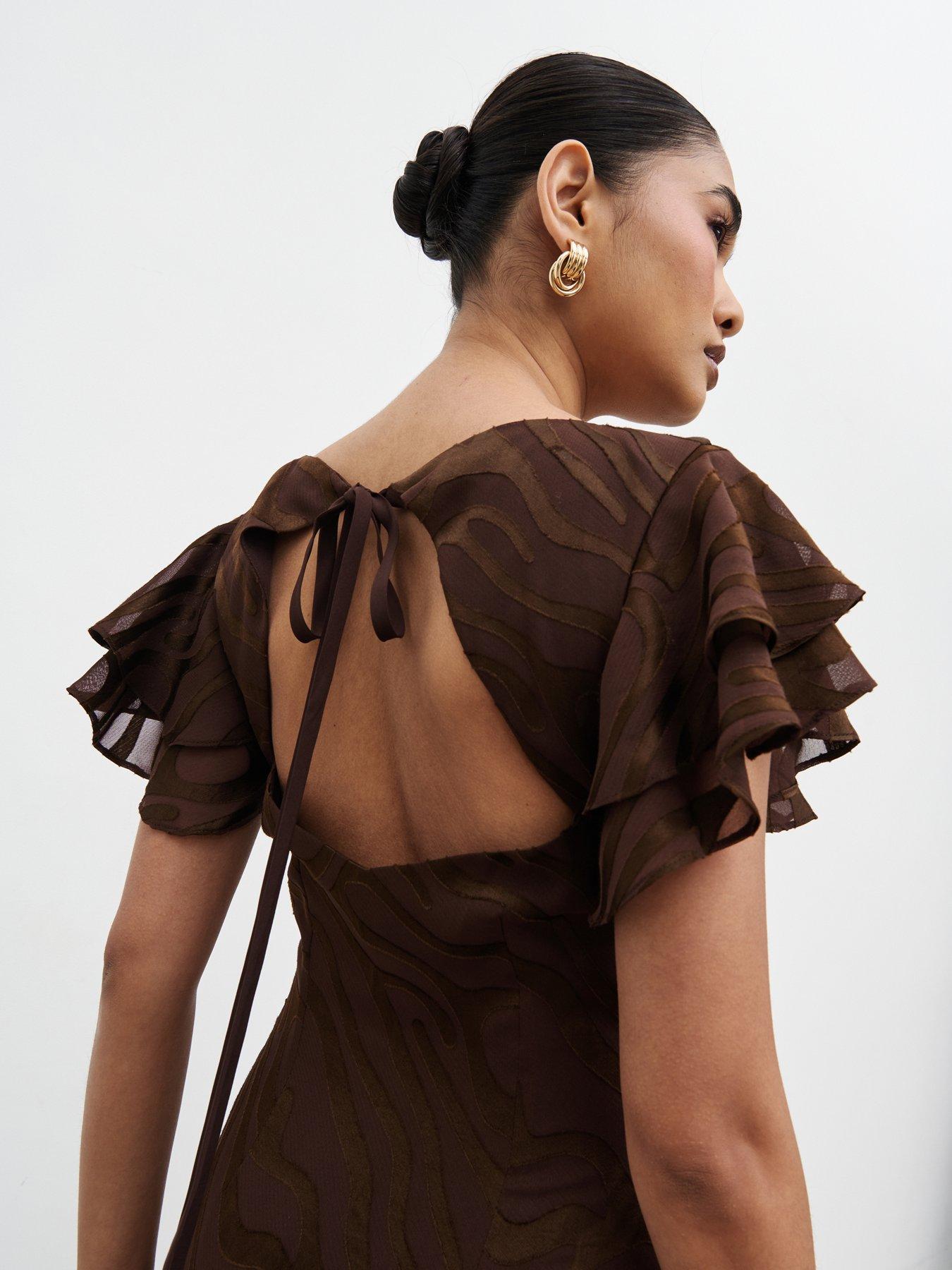 pretty-lavish-ester-ruffle-jacquard-maxi-dress-browndetail