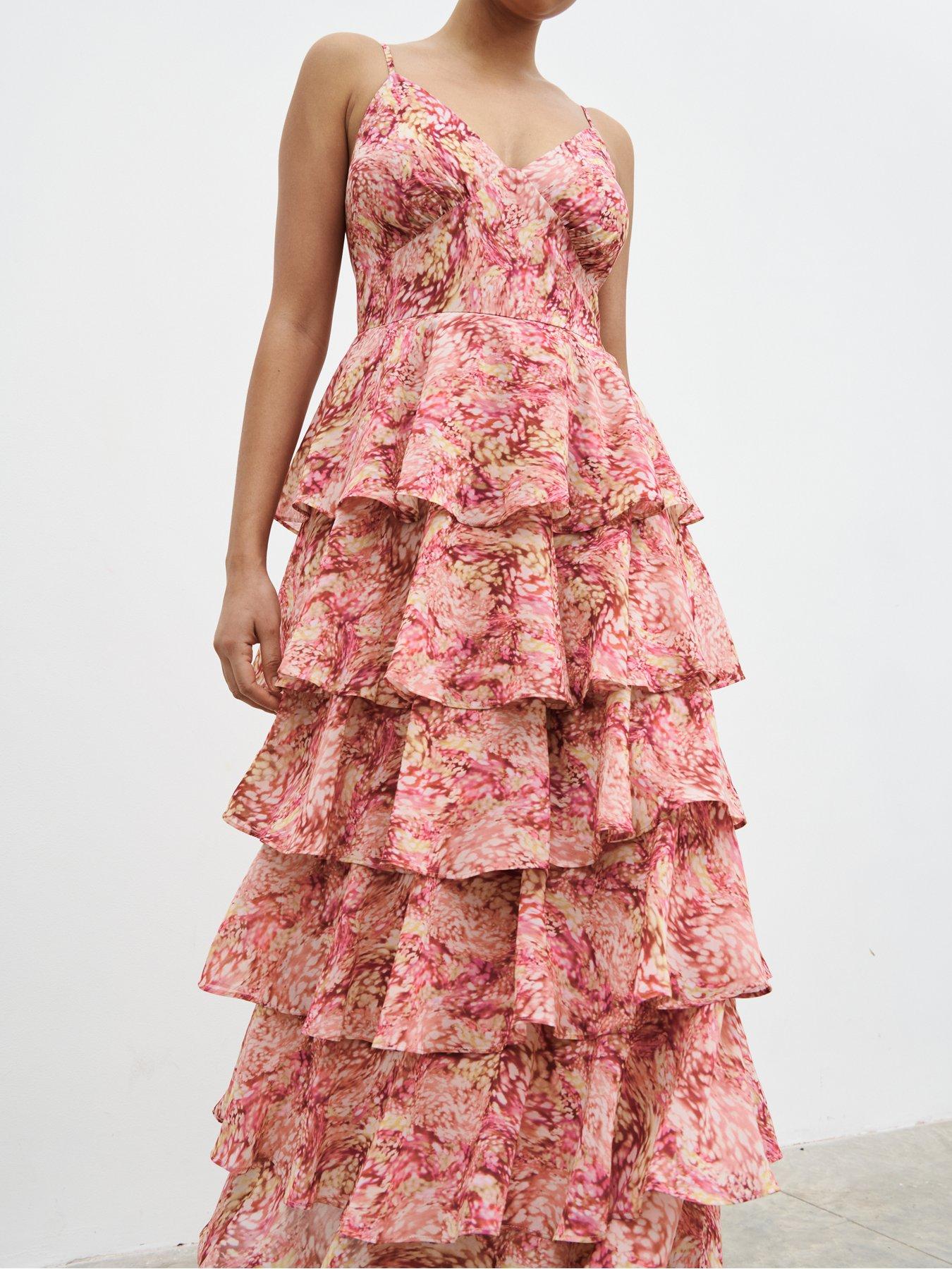 Image 3 of 4 of Pretty Lavish Lissy Ruffle Midaxi Dress - Multi