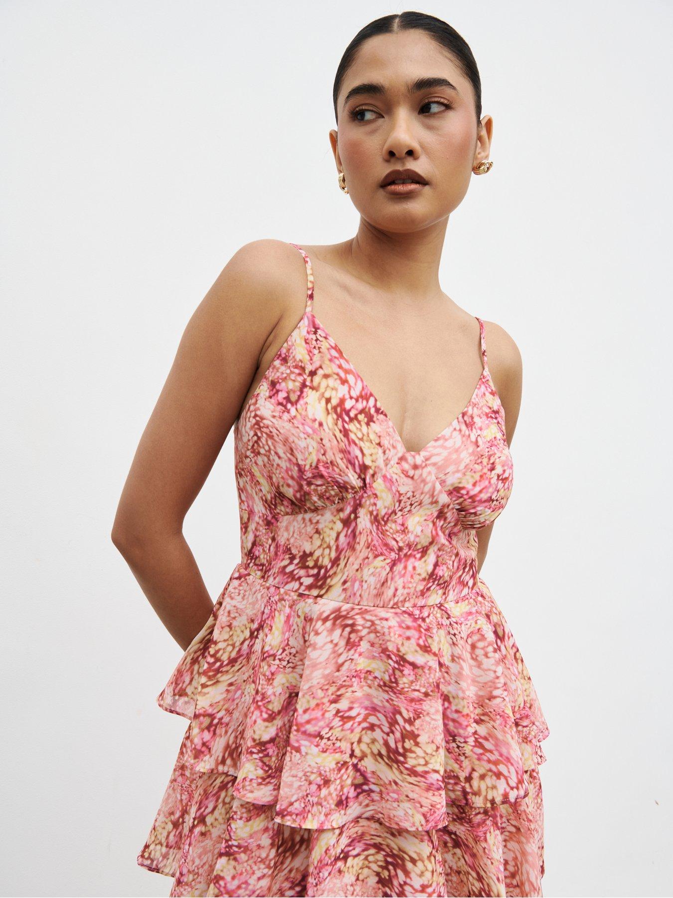 Image 4 of 4 of Pretty Lavish Lissy Ruffle Midaxi Dress - Multi