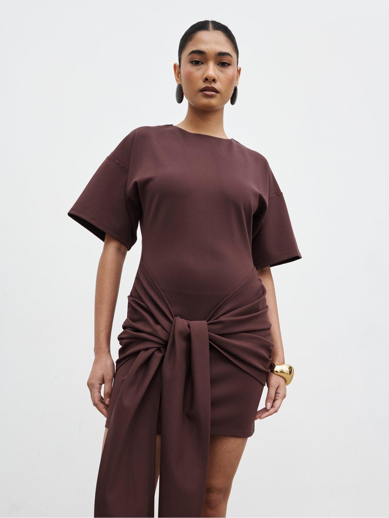 pretty-lavish-olivia-jersey-knot-mini-dressfront