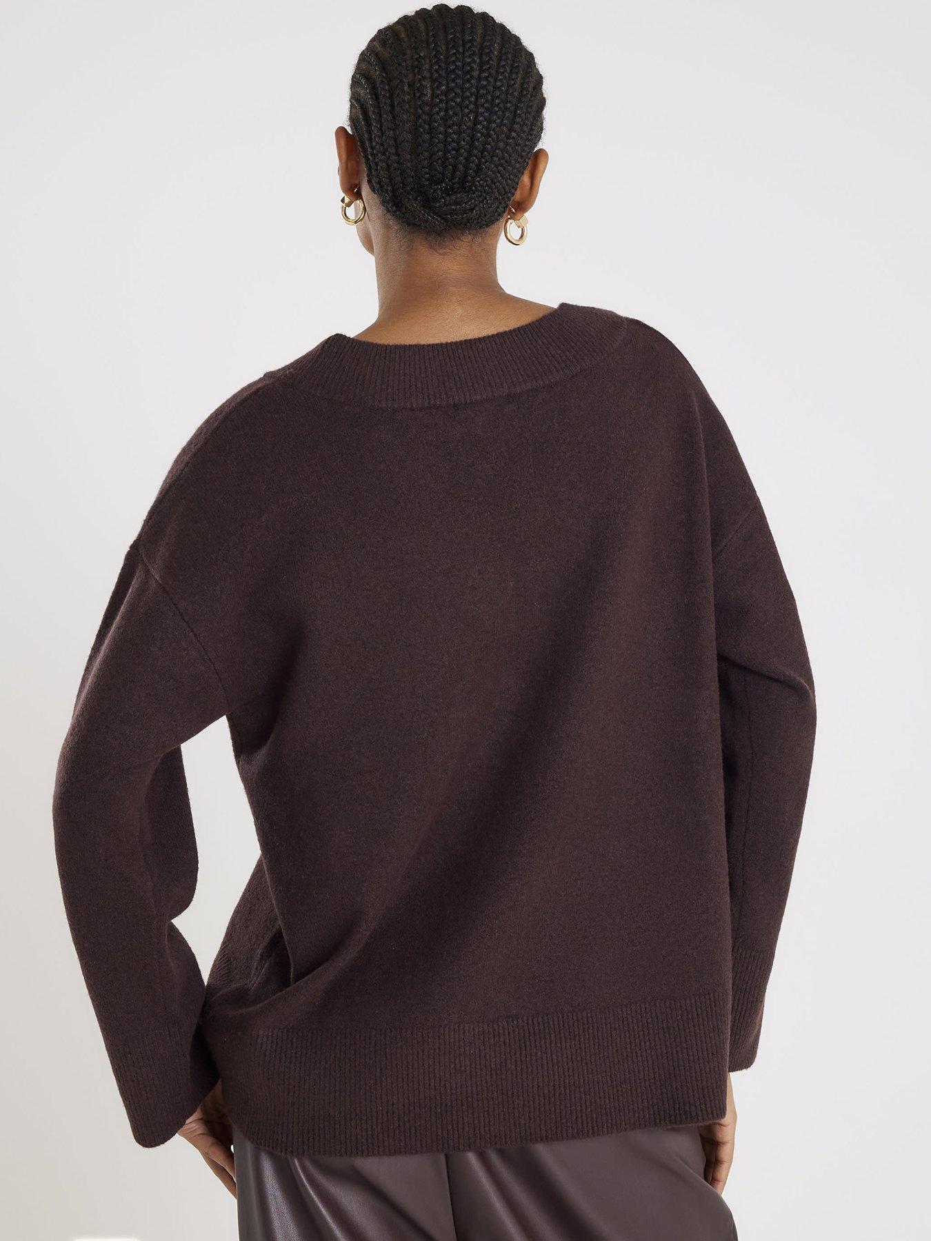 river-island-v-neck-jumper-brownstillFront