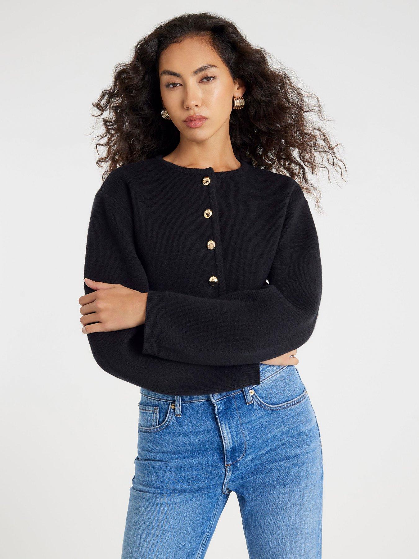 river-island-structured-knitted-sleeve-cardi-black
