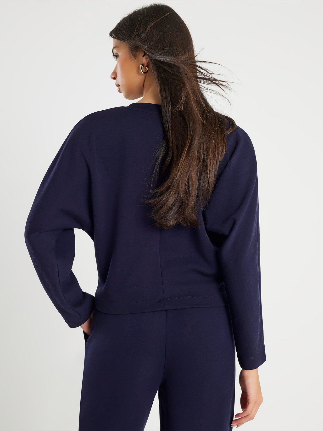 Image 2 of 4 of River Island Long Sleeve Neo Batwing Sweatshirt - Blue