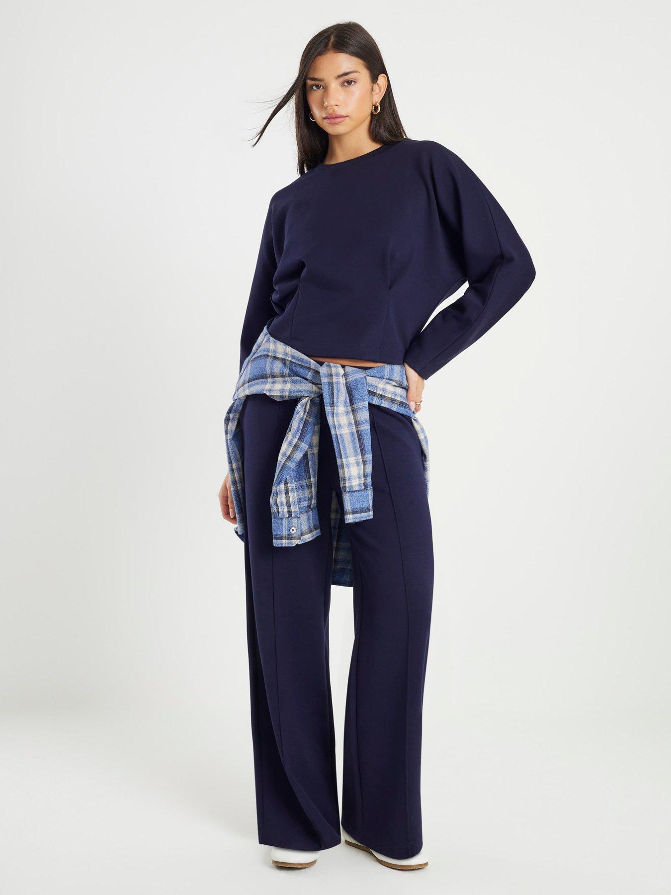 Image 3 of 4 of River Island Long Sleeve Neo Batwing Sweatshirt - Blue