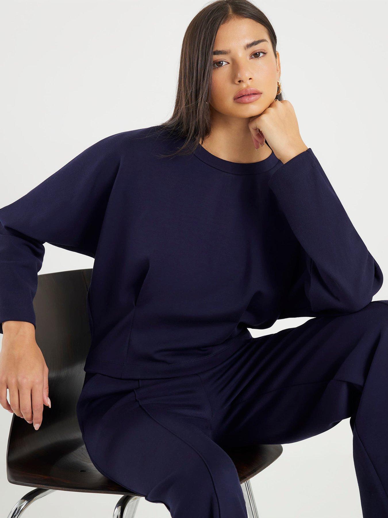 Image 4 of 4 of River Island Long Sleeve Neo Batwing Sweatshirt - Blue