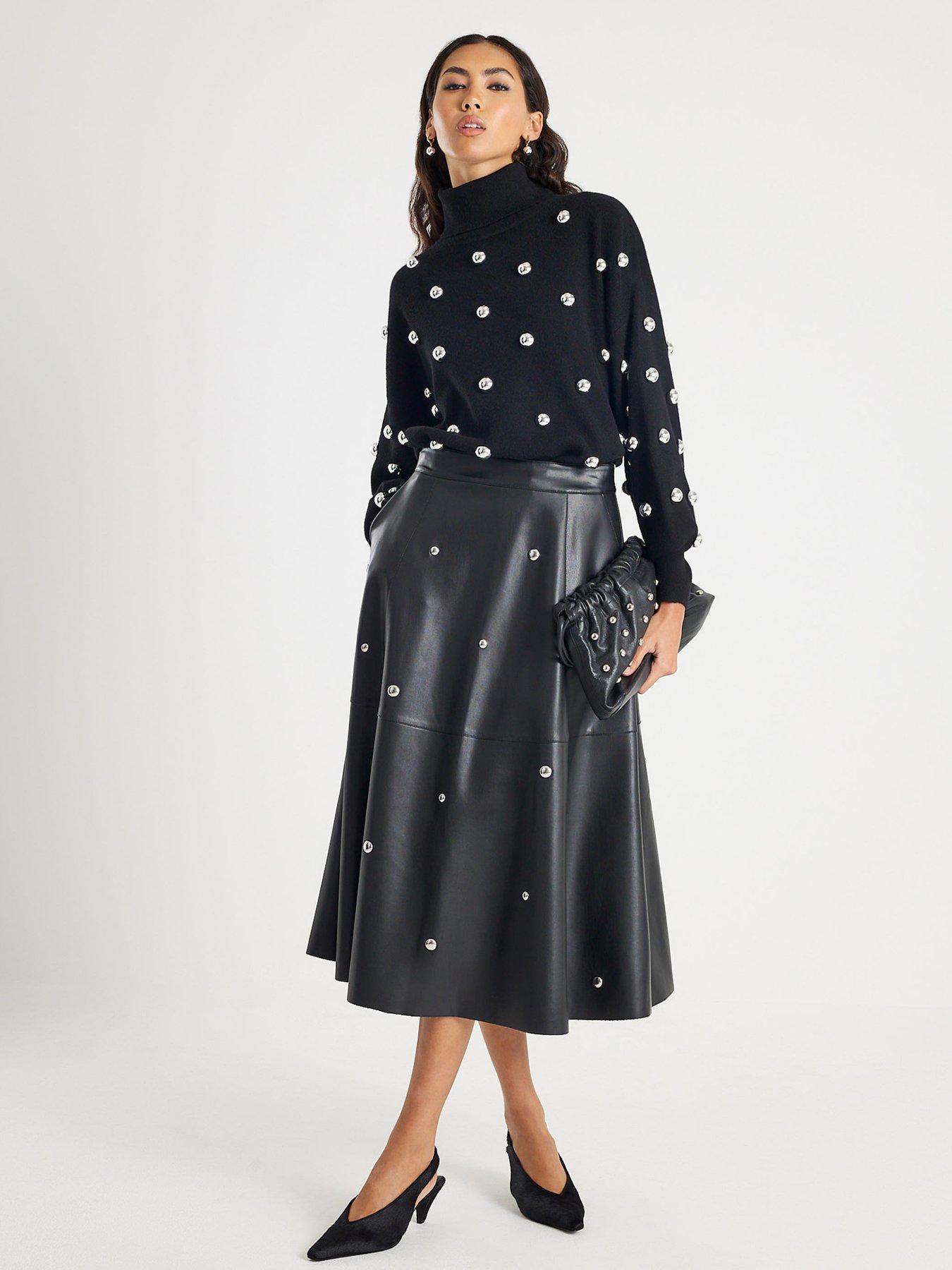 river-island-faux-leather-studded-a-line-midi-skirt-black