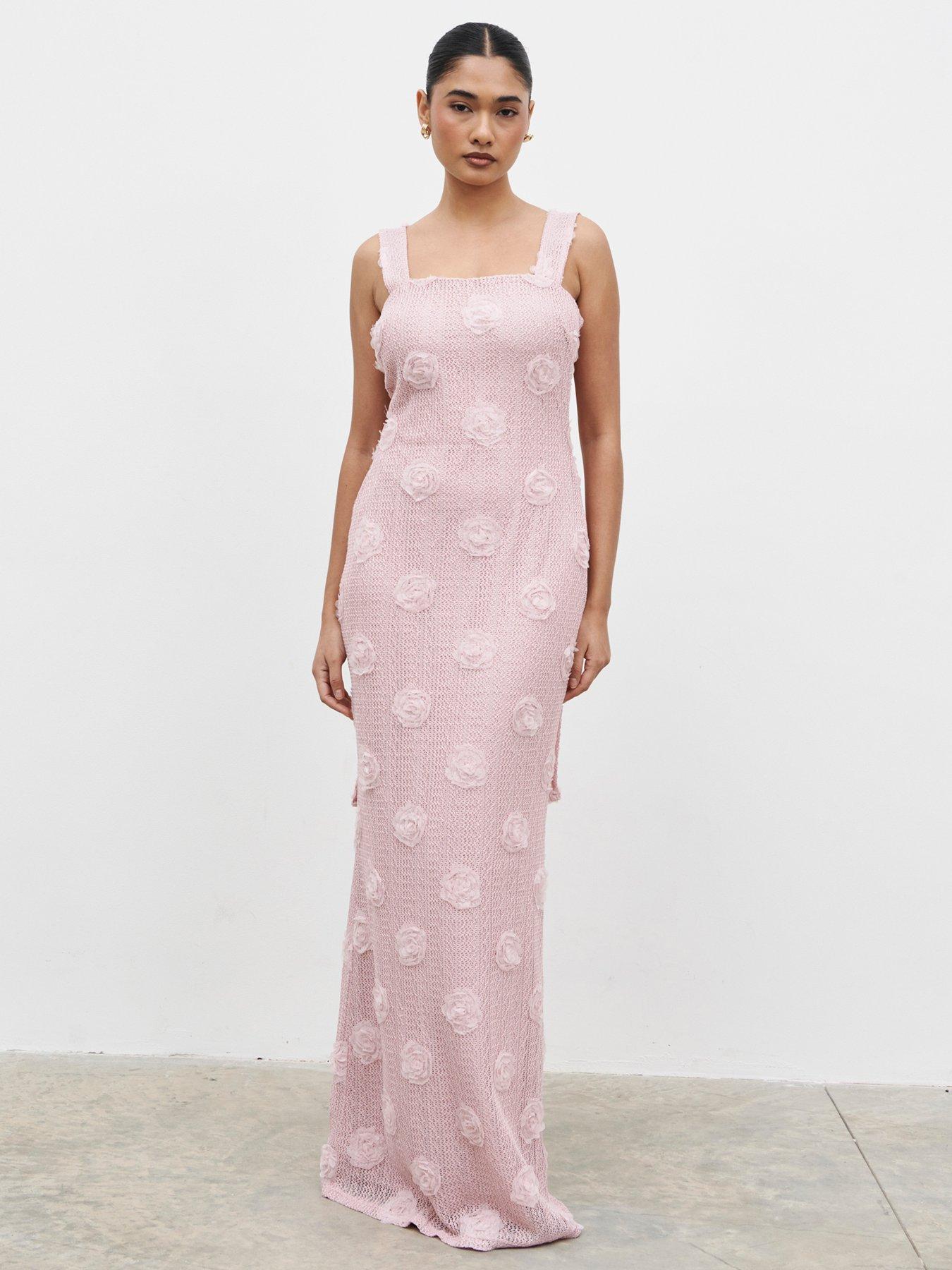 open lace back dress BBXBRAND VERELLA Maxi in Pastel Pink