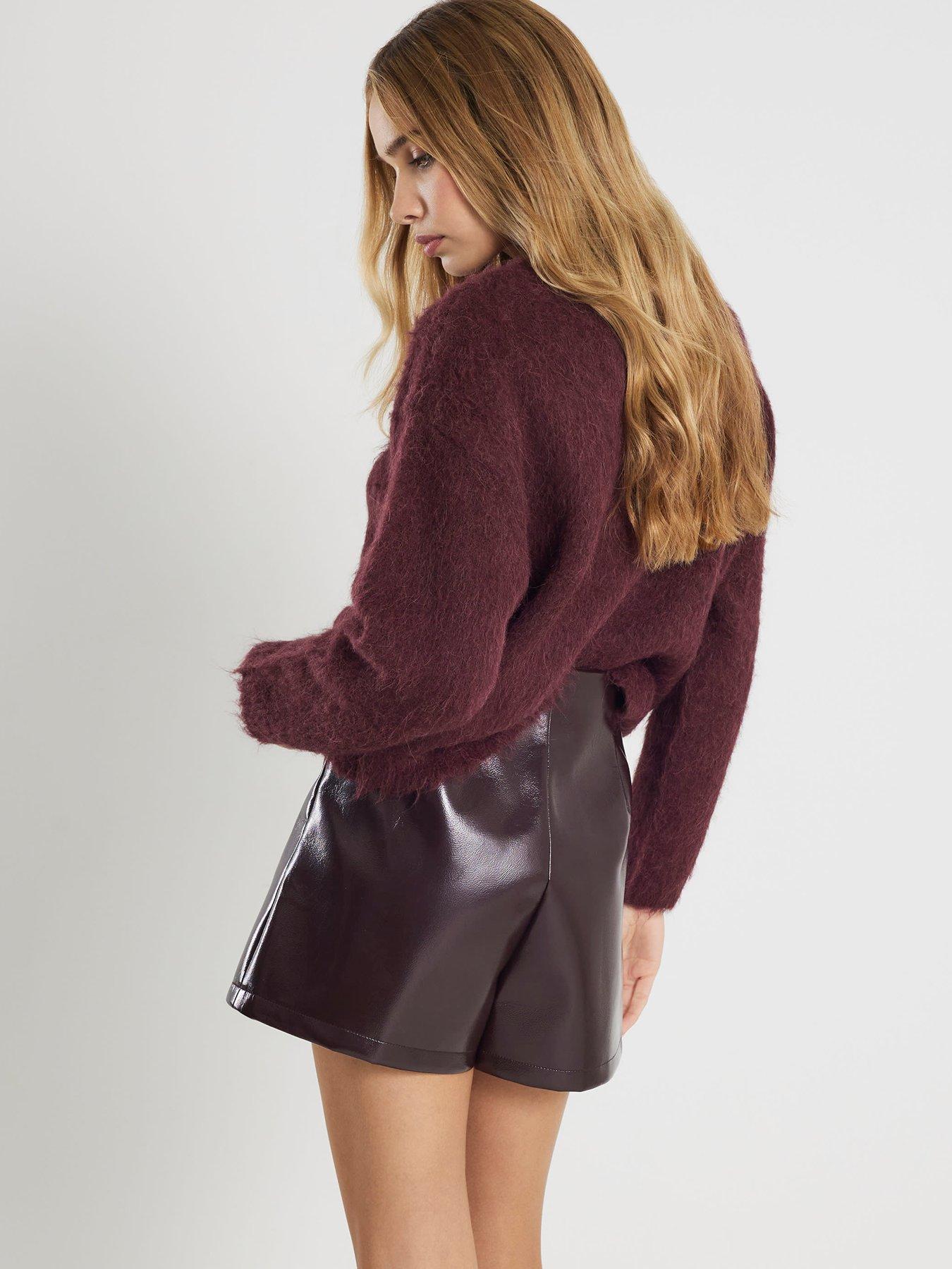 river-island-vinyl-asymmetric-trim-pu-skort-redstillFront