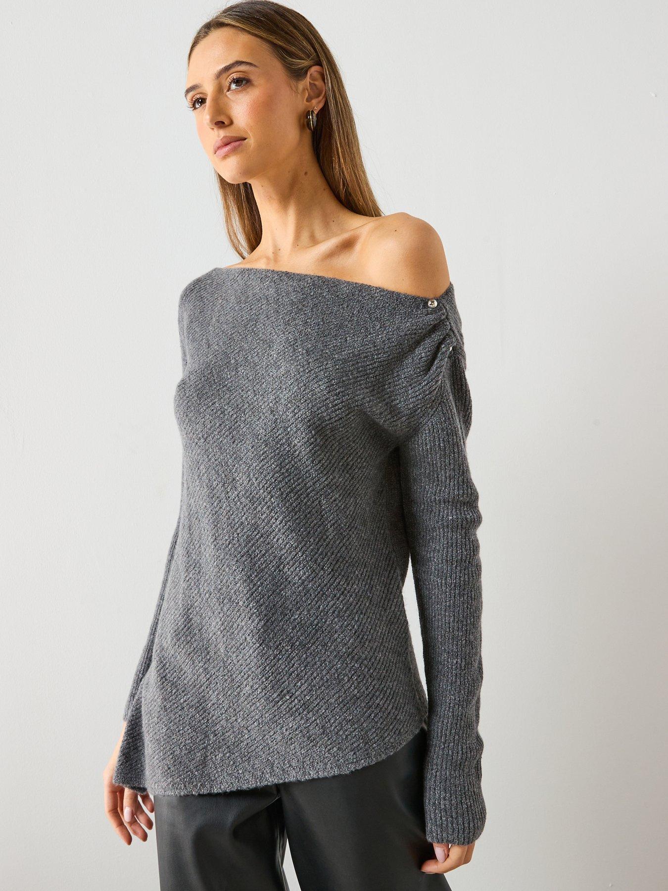 mango-asymmetrical-sweater-with-metallic-detail-grey