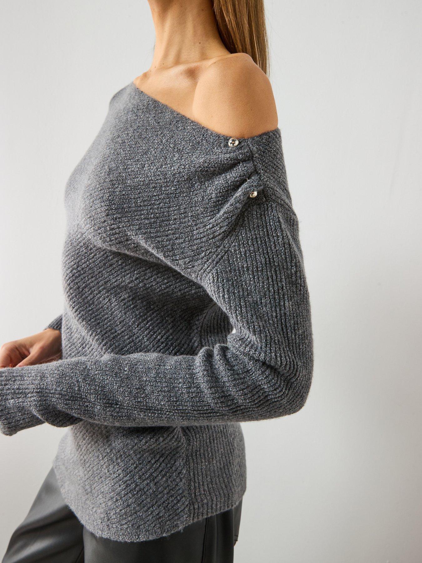 mango-asymmetrical-sweater-with-metallic-detail-greyoutfit
