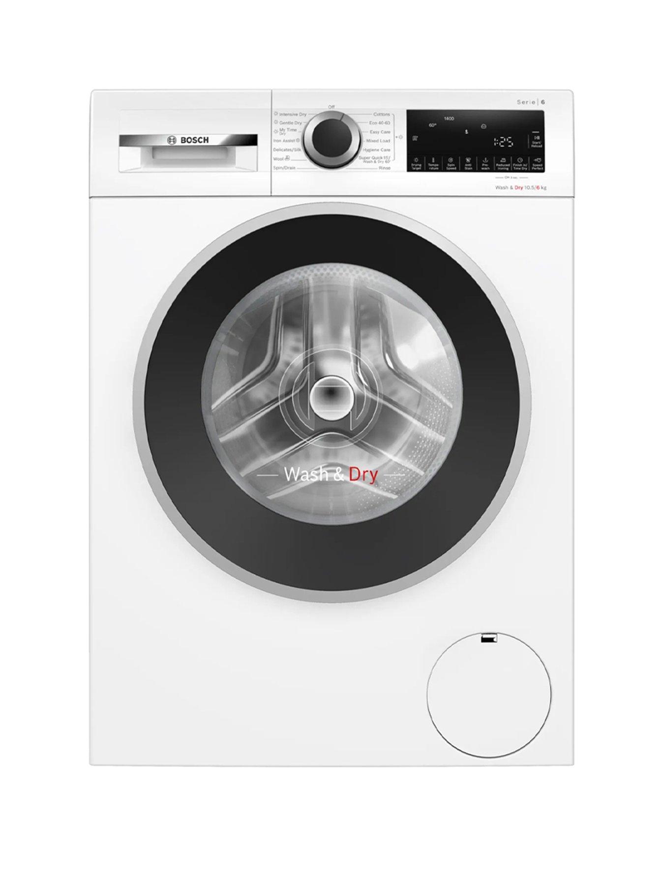 Bosch Series 6, 10.5kg Load, 6kg Dry Washer Dryer WNG25401GB with Anti-Stain and Iron Assist - White