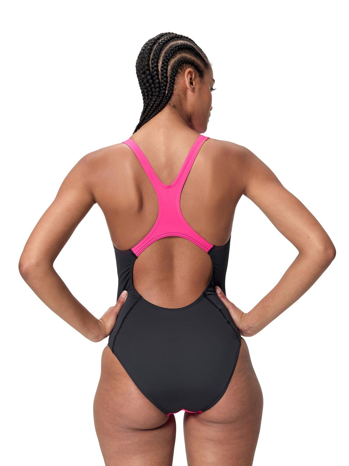Image 2 of 5 of Speedo Womens Solid Splice Medalist One Piece - Pink