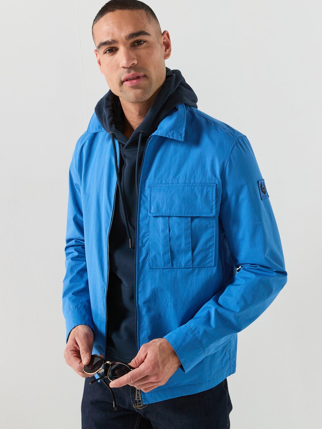 Image 1 of 6 of Belstaff Cargo Cotton Zip Overshirt - Blue