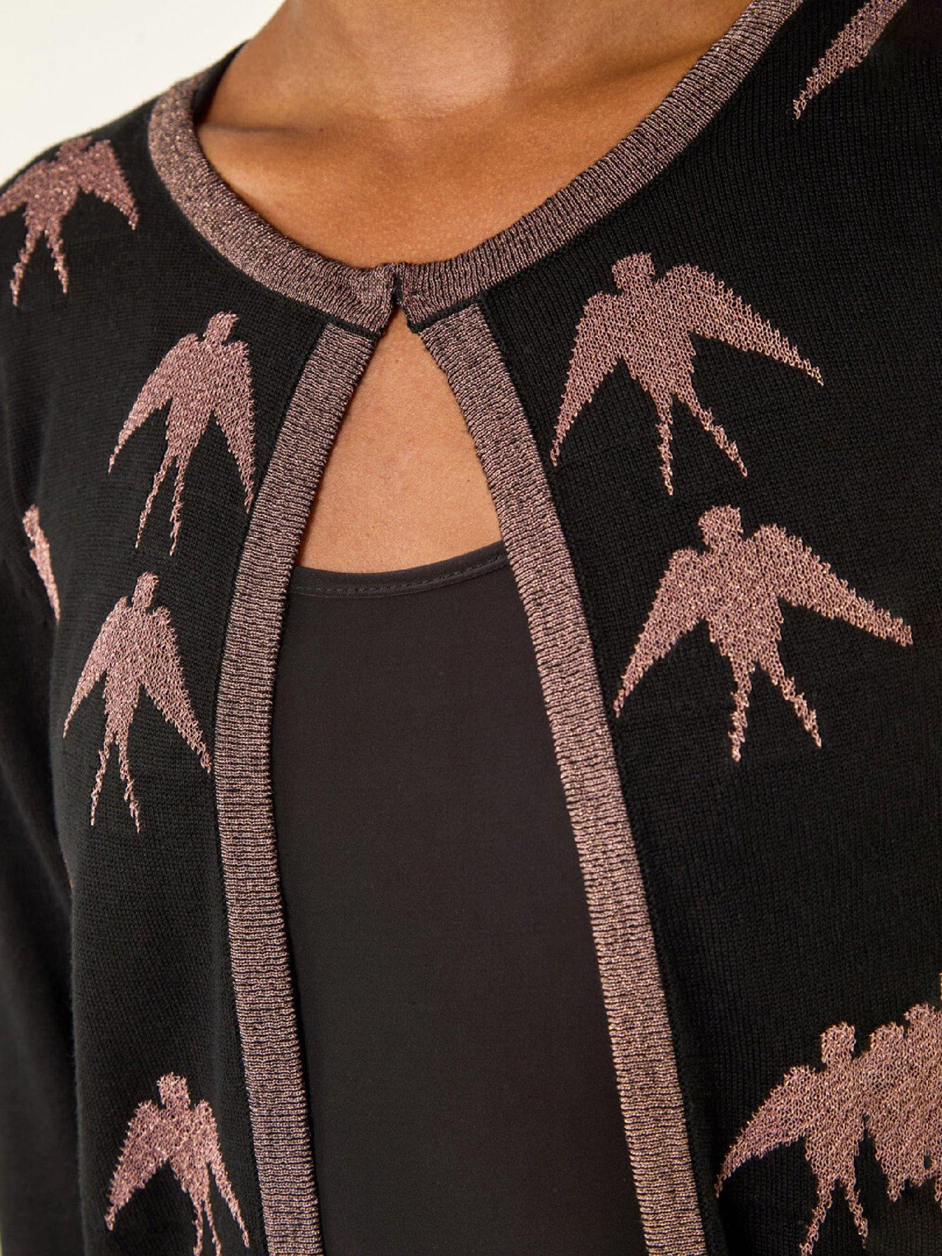 roman-metallic-print-knit-cardigan-blackdetail