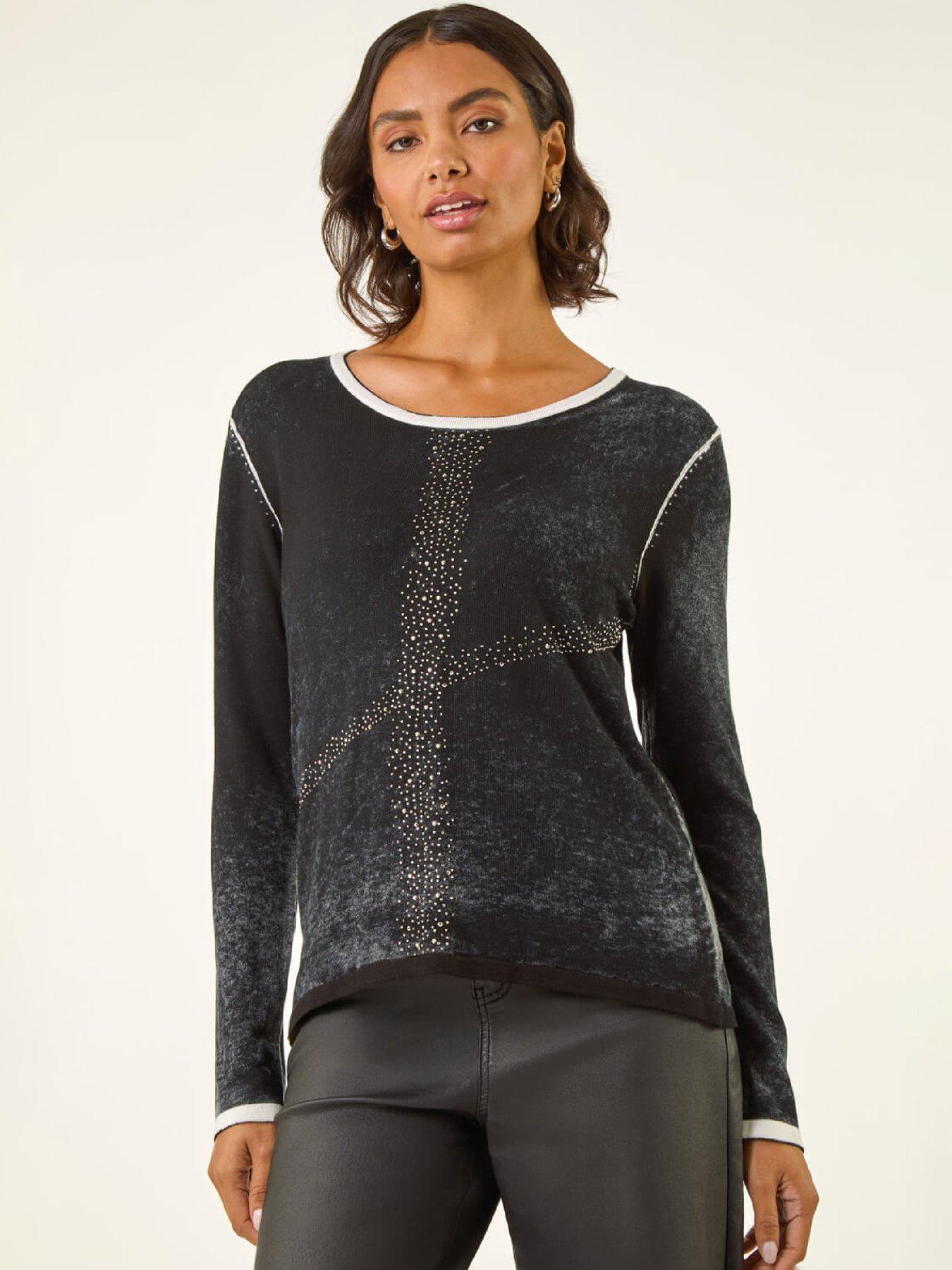 Image 1 of 5 of Roman Embellished Soft Knit Jumper - Black