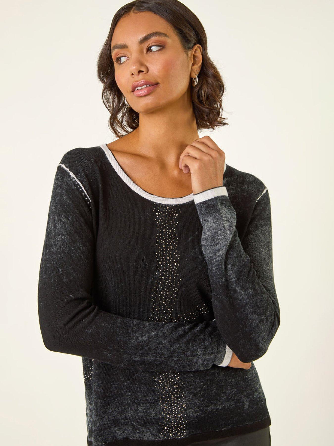 Image 4 of 5 of Roman Embellished Soft Knit Jumper - Black