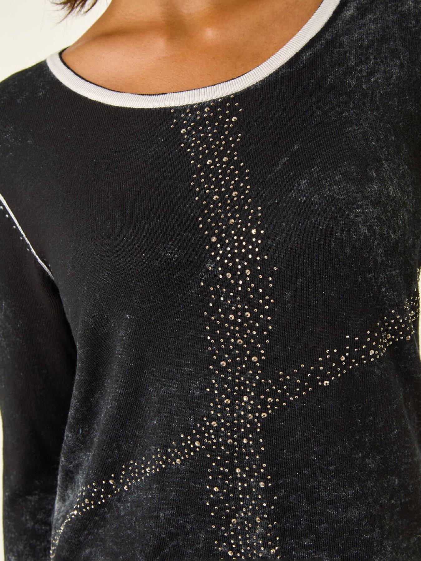 Image 5 of 5 of Roman Embellished Soft Knit Jumper - Black