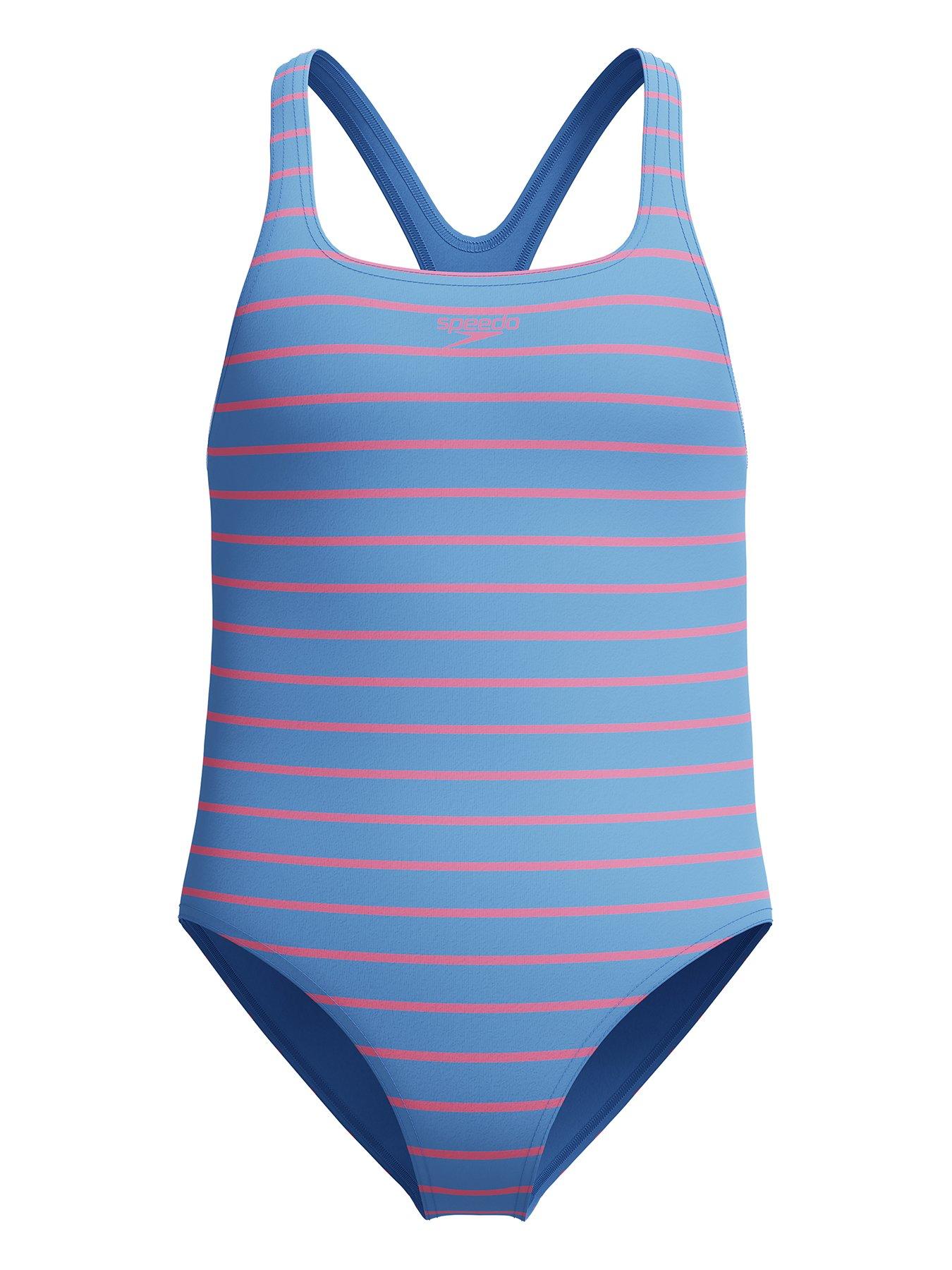 Speedo Girls Print Medalist One Piece Swimsuit - Blue