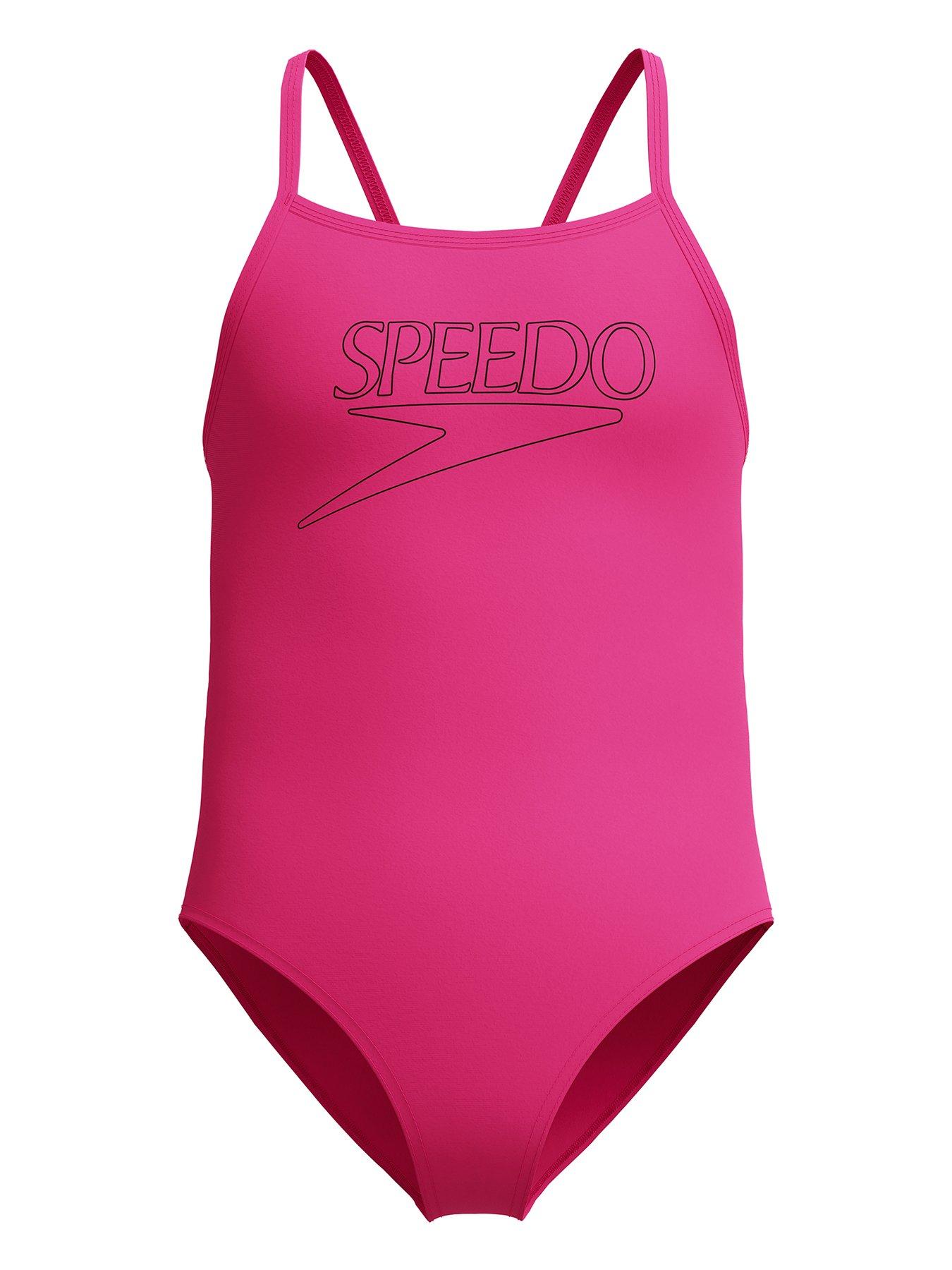Image 1 of 5 of Speedo Girls Endurance Logo Thinstrap One Piece - Pink