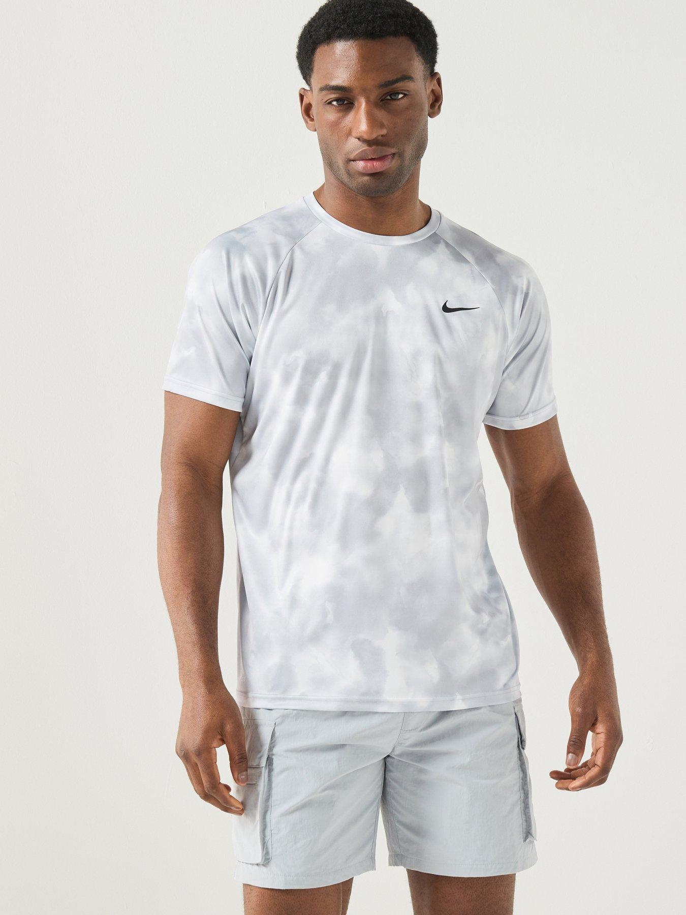 Image 1 of 5 of Nike Mens Short Sleeve Hydroguard T Shirt - Grey - White
