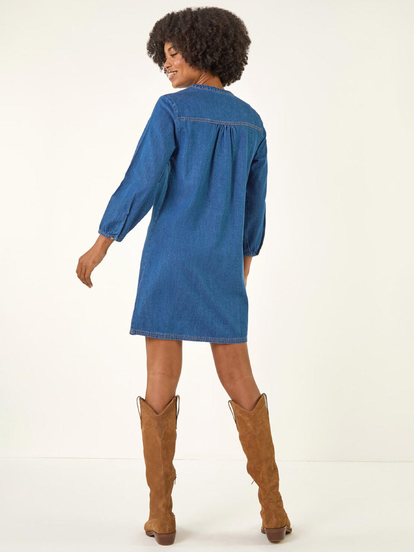 roman-cotton-denim-button-shift-dress-denimstillFront