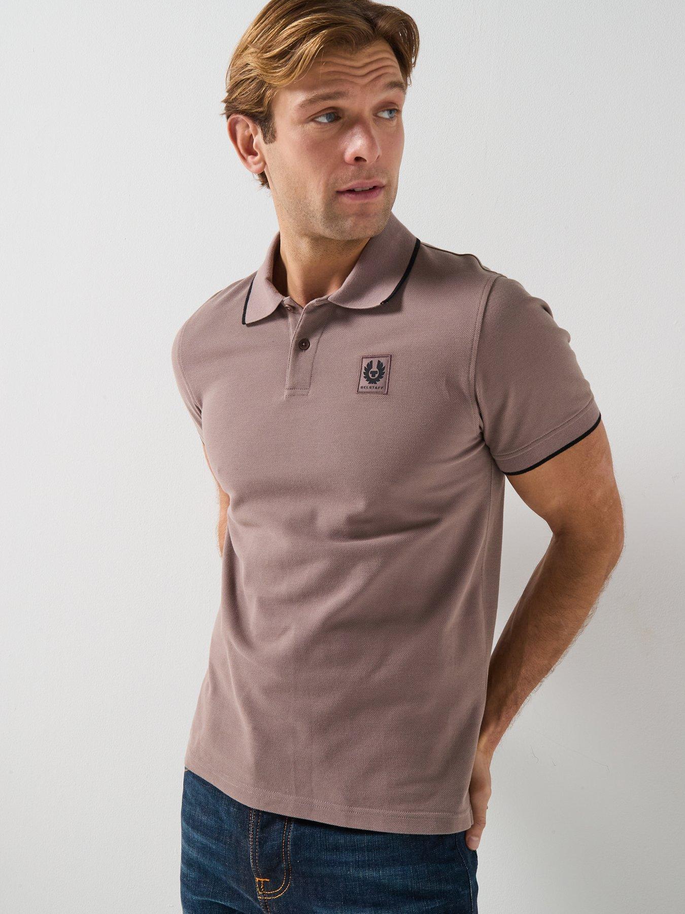 Image 1 of 4 of Belstaff Belstaff Left Chest Patch Logo Regular Fit Tipped Polo Shirt - Brown