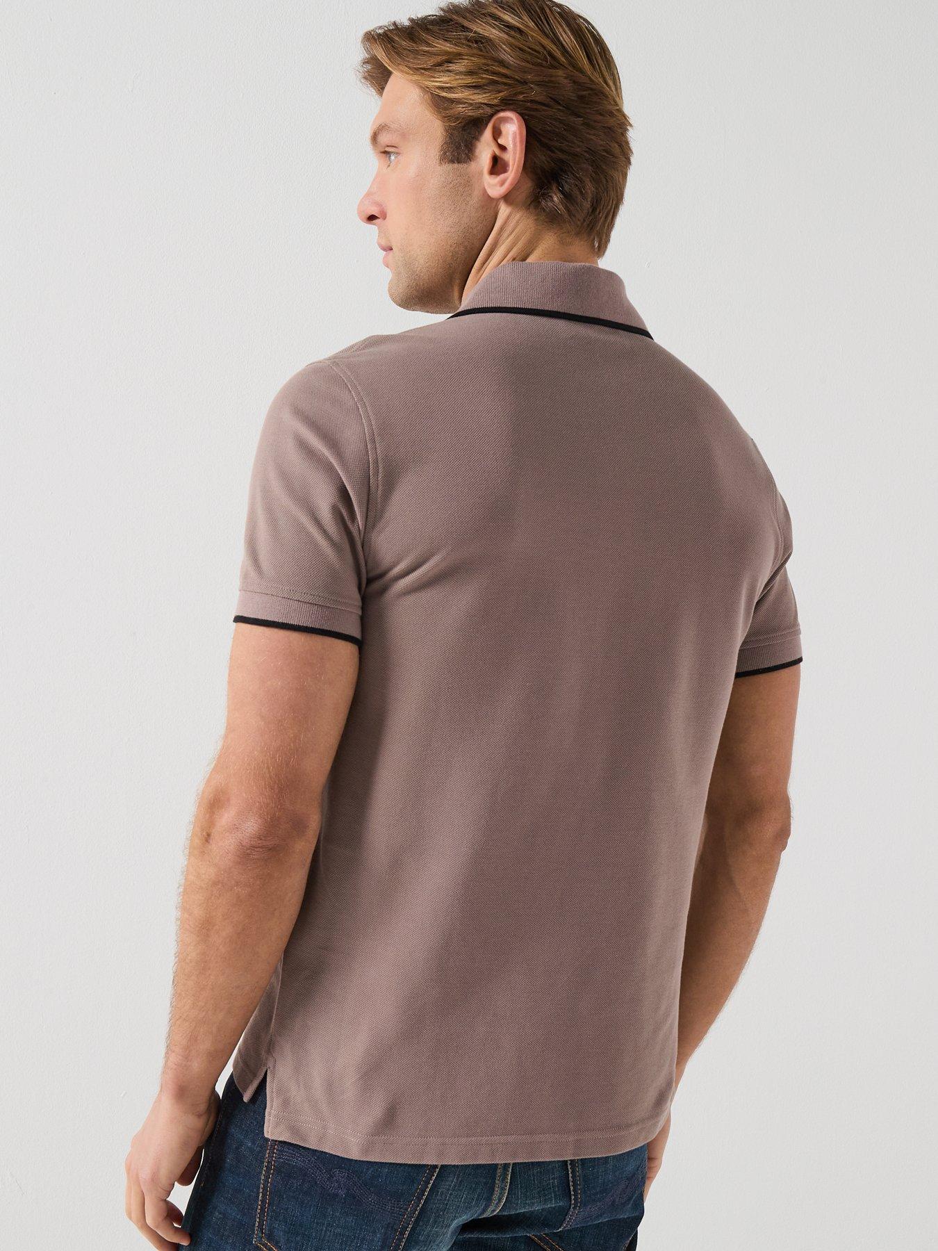 Image 2 of 4 of Belstaff Belstaff Left Chest Patch Logo Regular Fit Tipped Polo Shirt - Brown