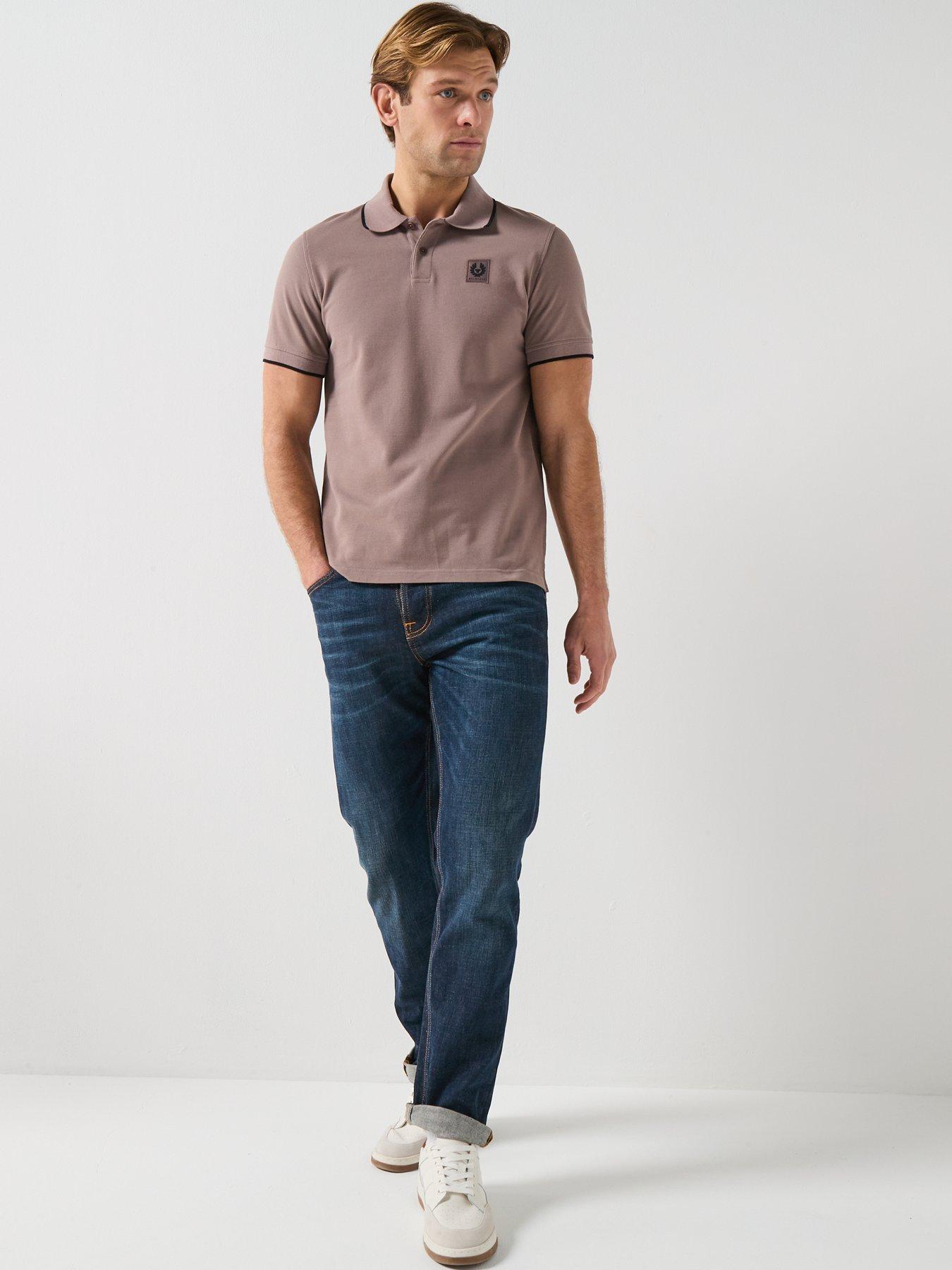 Image 3 of 4 of Belstaff Belstaff Left Chest Patch Logo Regular Fit Tipped Polo Shirt - Brown