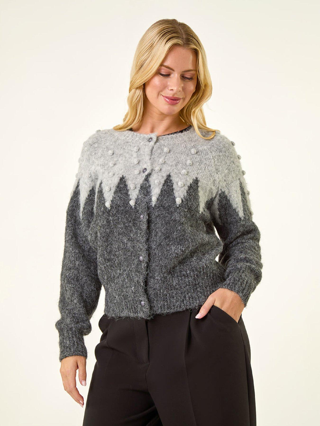 roman-petite-bobble-buttoned-knit-cardigan-grey