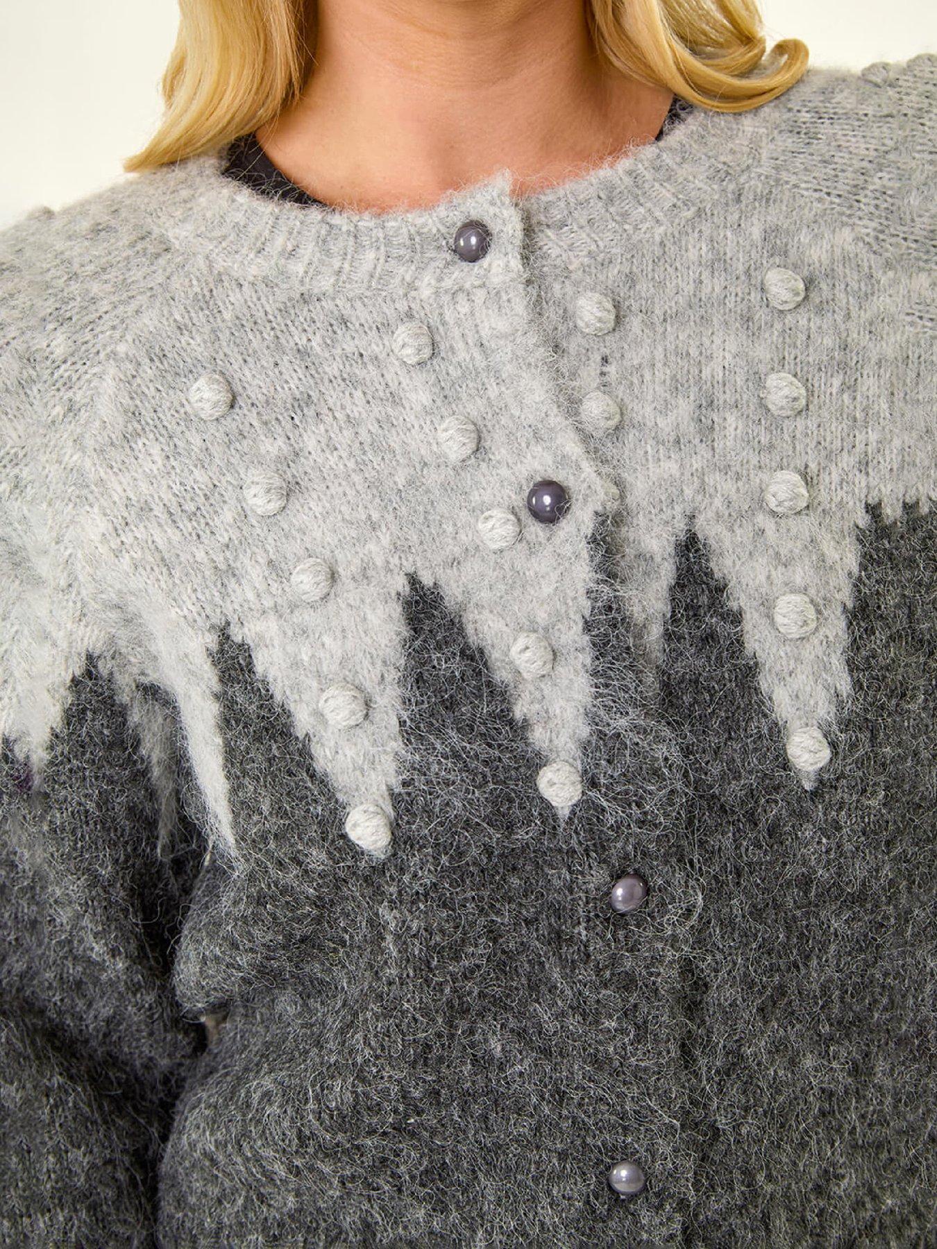 roman-petite-bobble-buttoned-knit-cardigan-greydetail