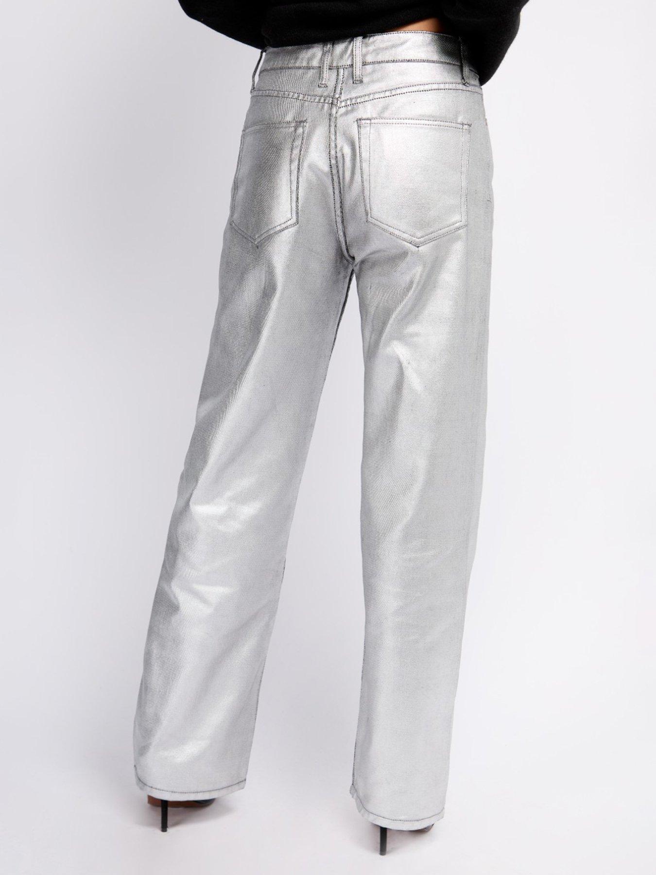 Image 2 of 6 of Little Mistress Coated Trousers- Silver