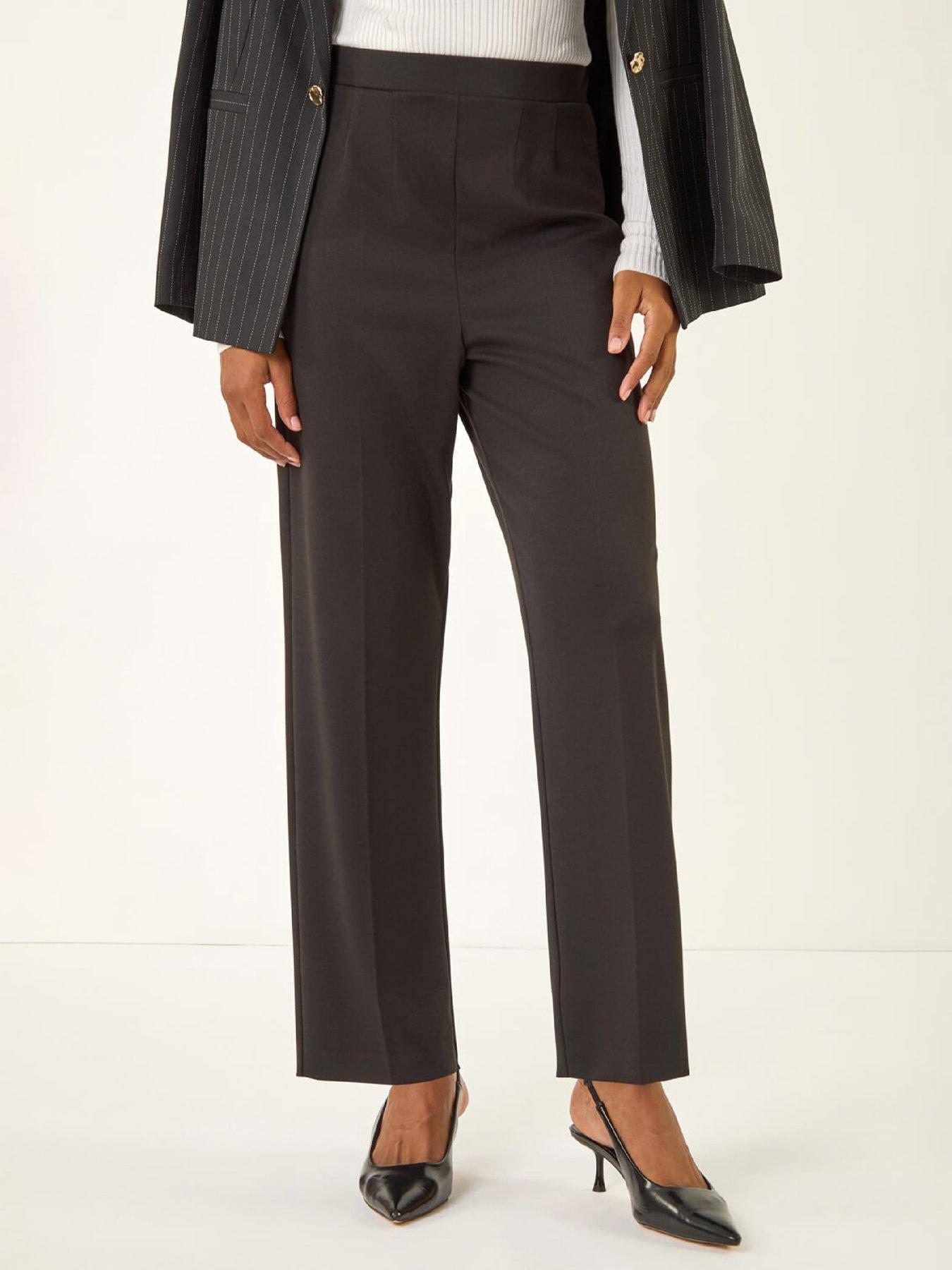 Roman Straight Leg Ponte Stretch Trouser - Black