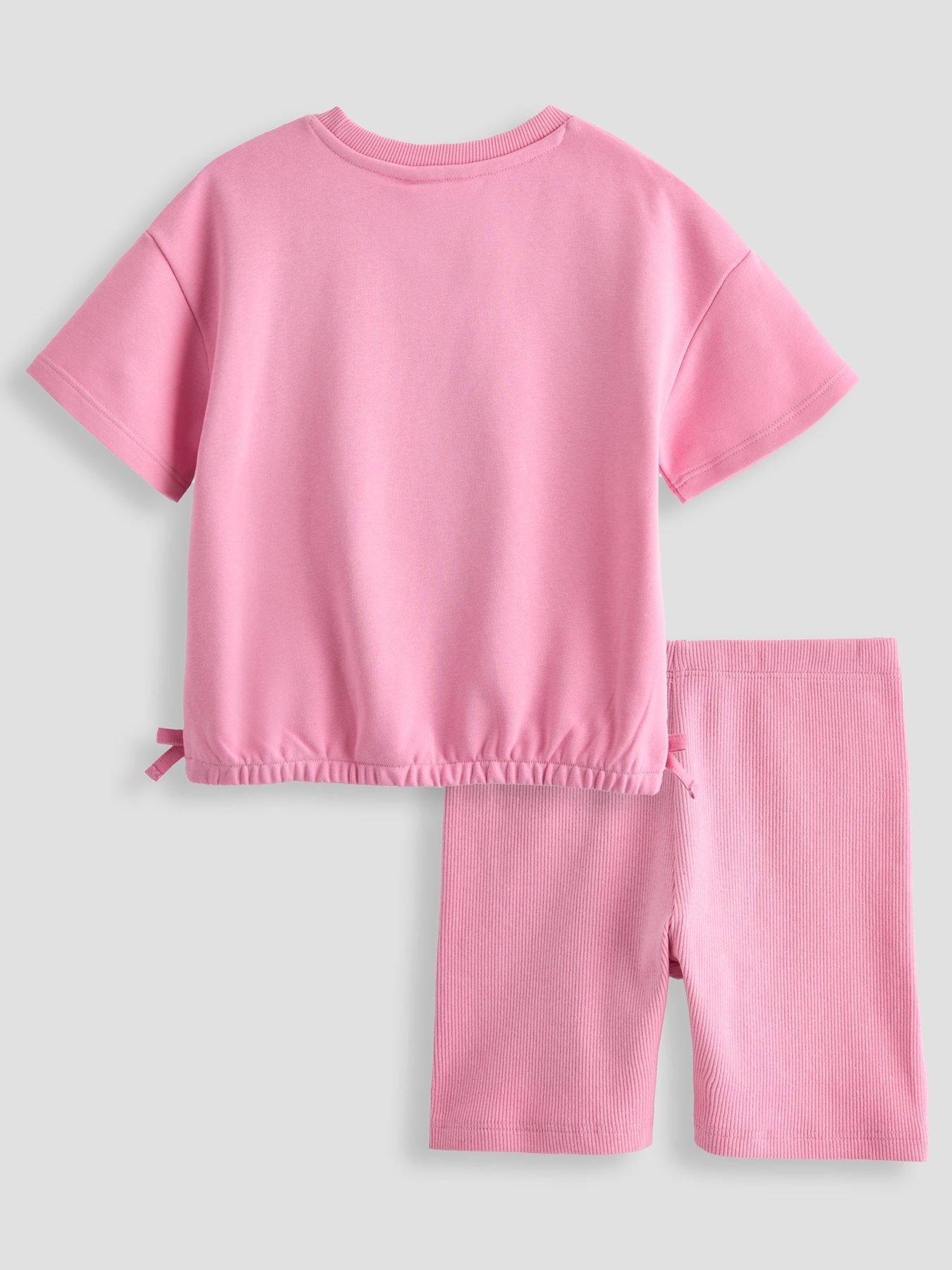Image 2 of 4 of The Very Collection Girls Jersey Top &amp; Cycling Short Set - Pink