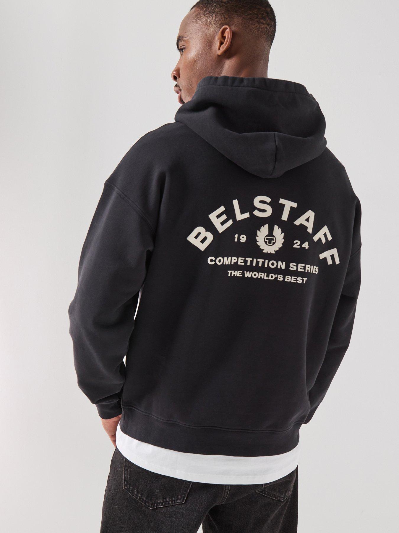 Belstaff Competition Large Back Arch Logo Hoodie - Black