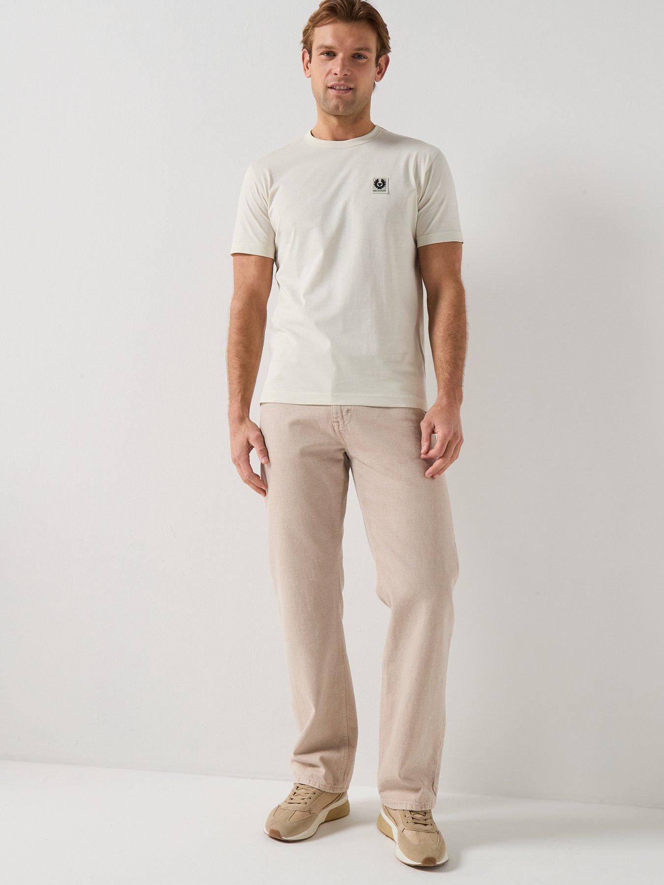 Image 3 of 4 of Belstaff Left Chest Patch Logo Regular Fit T-Shirt - Natural