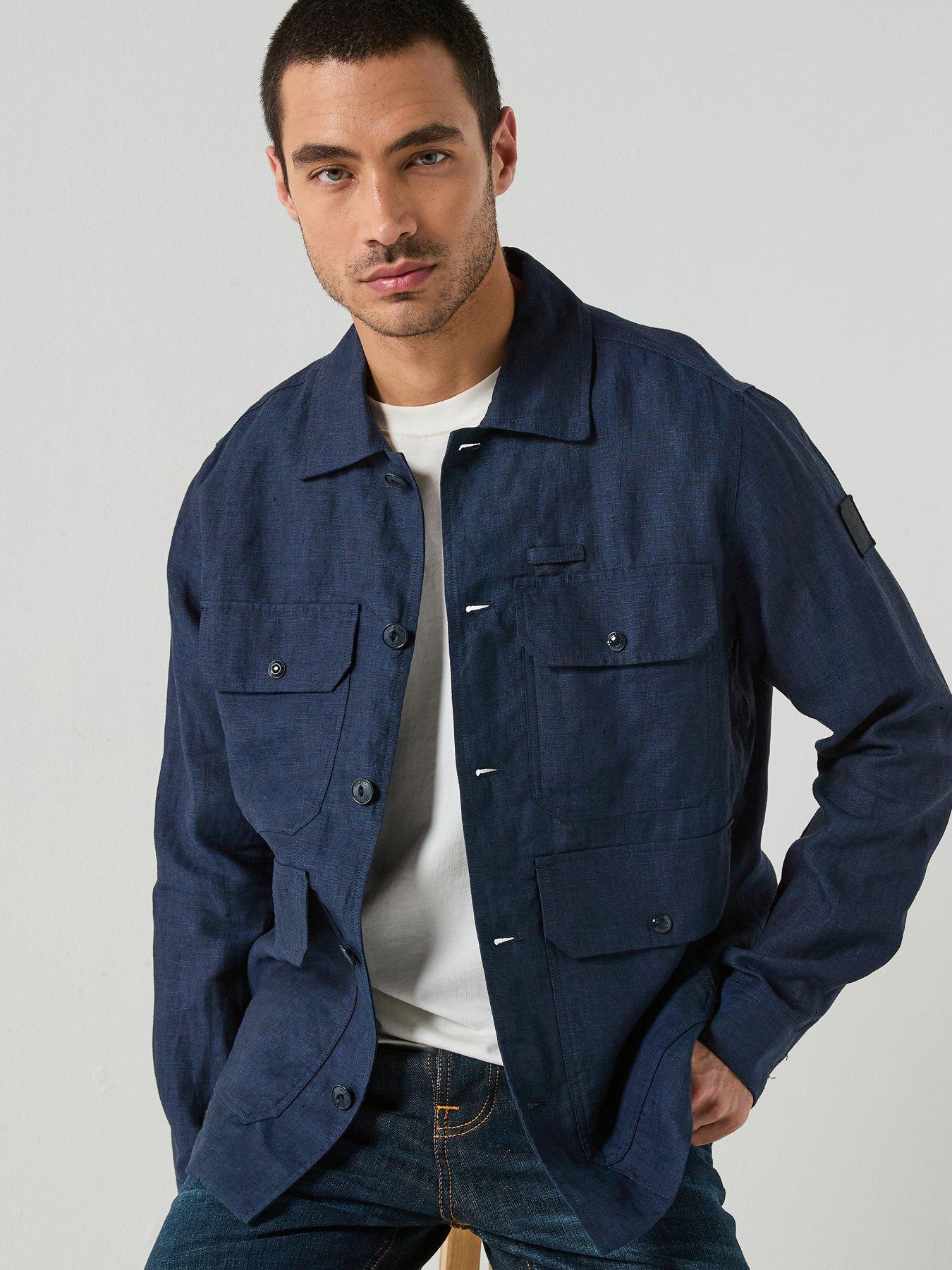 Belstaff Forge 4 Pocket Linen Overshirt - Navy