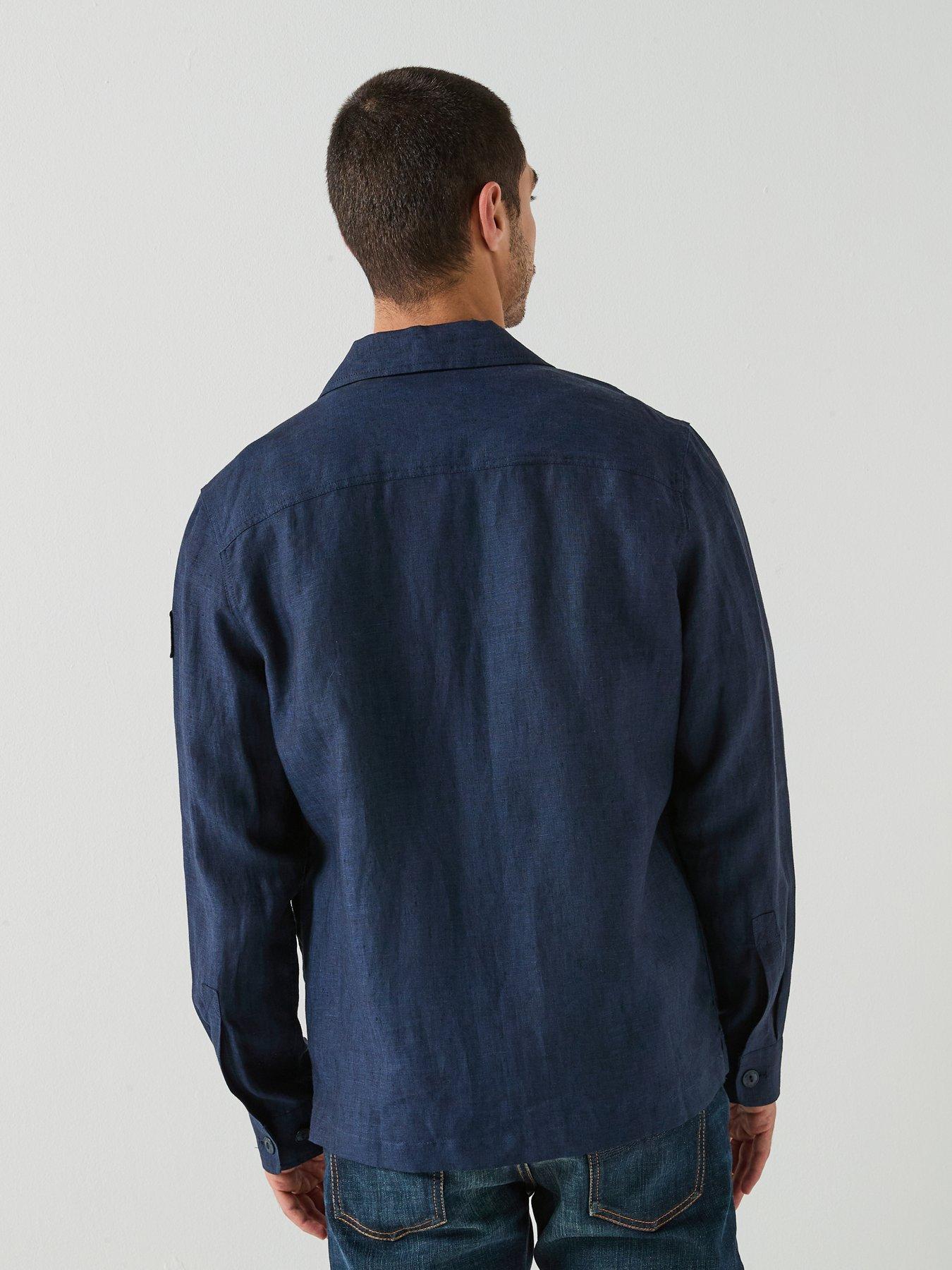 belstaff-forge-4-pocket-linen-overshirt-navystillFront