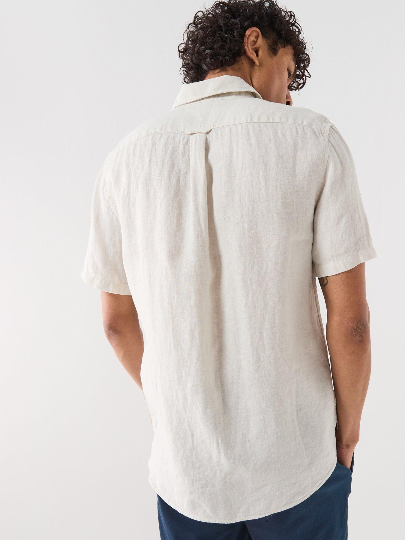 Image 2 of 5 of Belstaff Scale Garment Dye Linen Short Sleeve Shirt - Natural