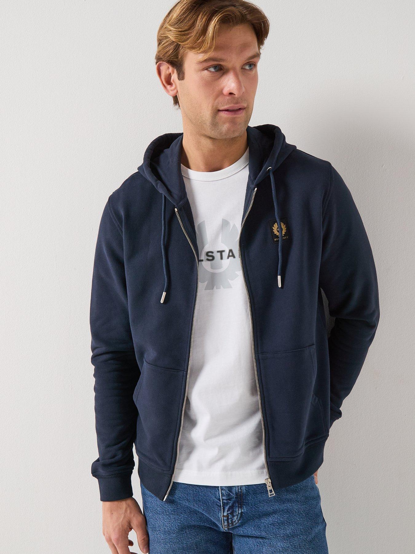 Image 1 of 6 of Belstaff Left Chest Patch Full Zip Hoodie - Navy