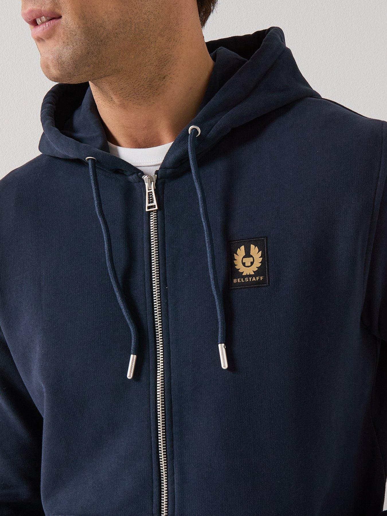 Image 4 of 6 of Belstaff Left Chest Patch Full Zip Hoodie - Navy