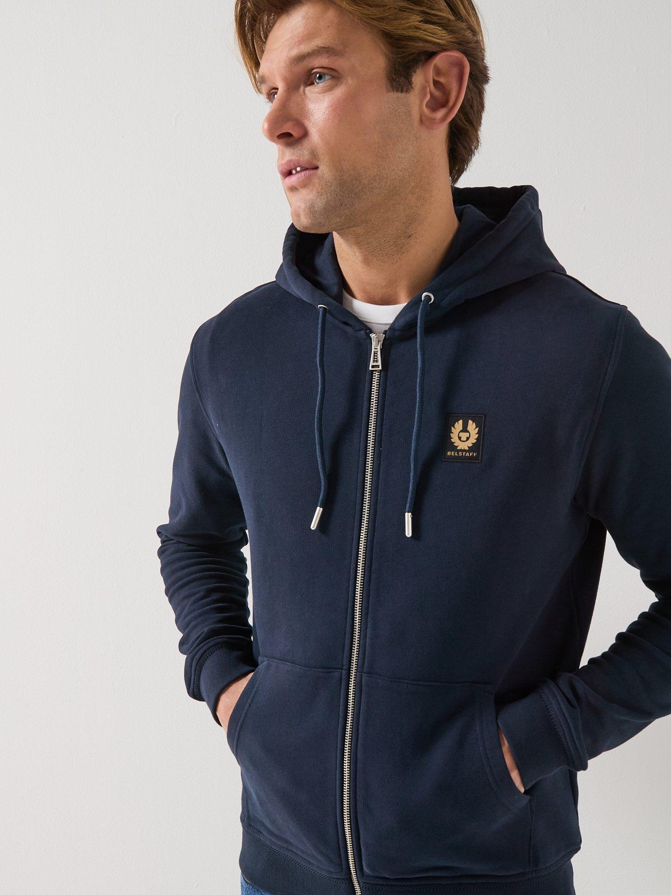 Image 5 of 6 of Belstaff Left Chest Patch Full Zip Hoodie - Navy